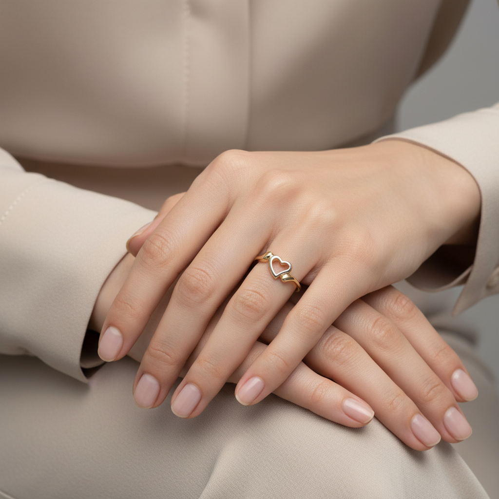 14K White & Yellow Gold Heart Womens Ring