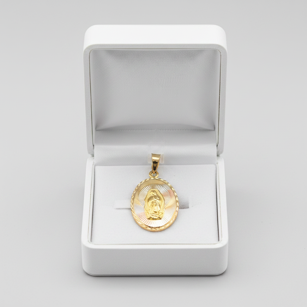 10K Tri Color Gold Religious Pendant