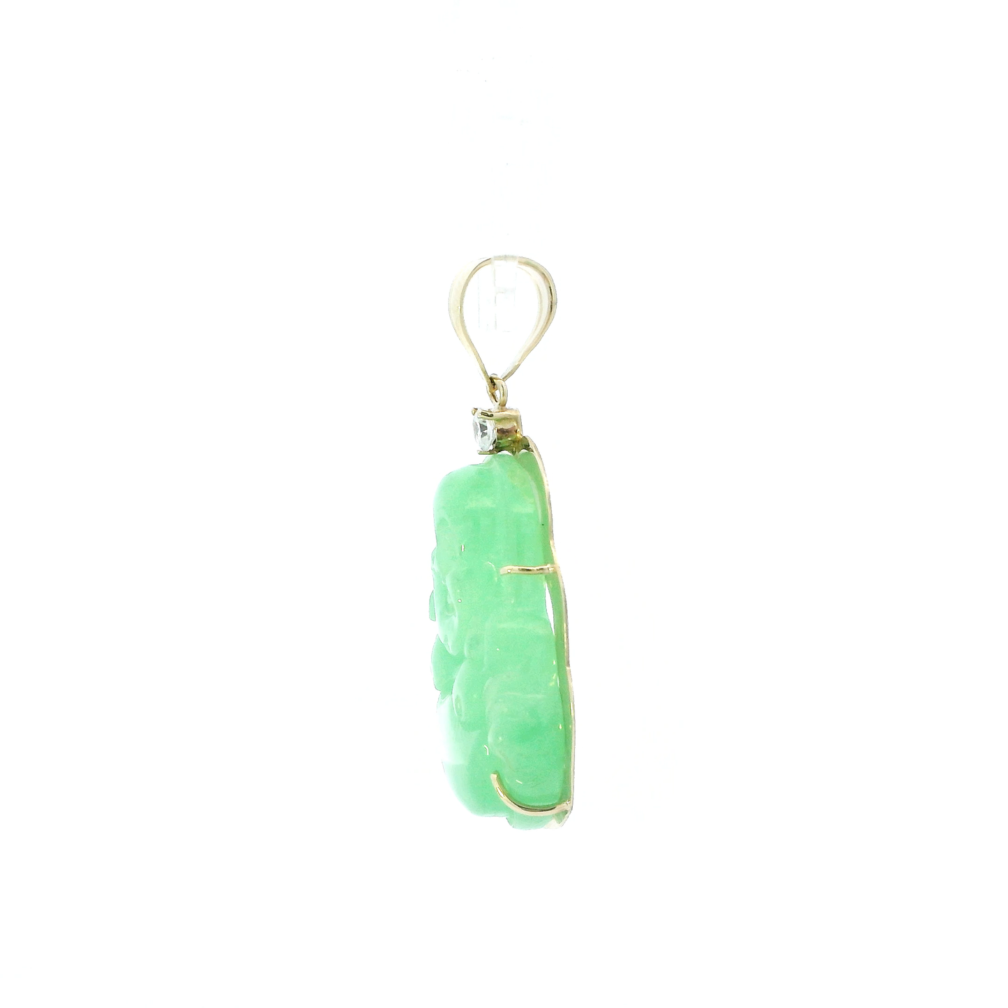 10K Yellow Gold Green Jade Buddha Pendant