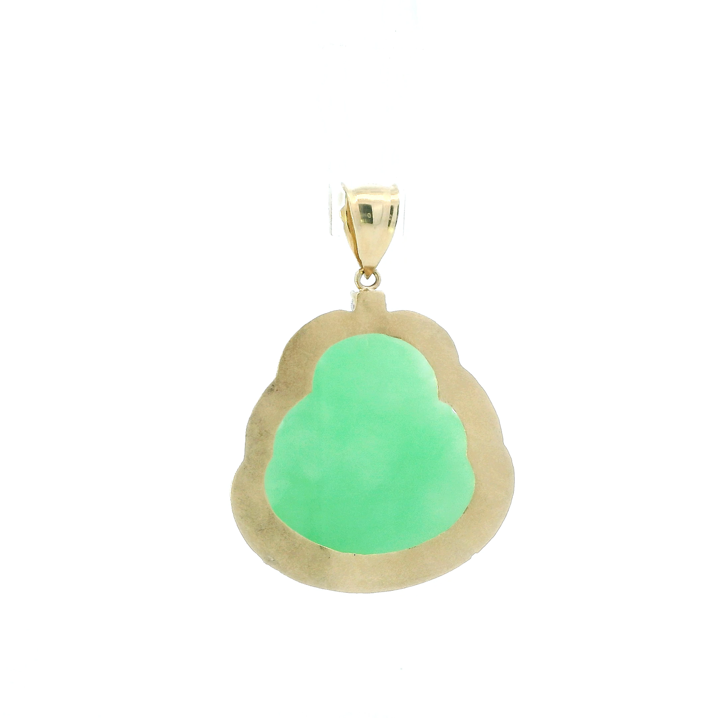10K Yellow Gold Green Jade Buddha Pendant