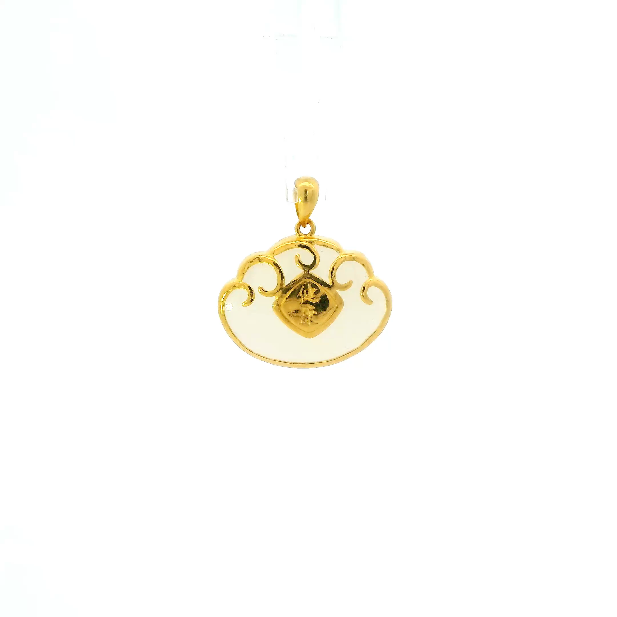 24K Yellow Gold Hetian Jade Pendant