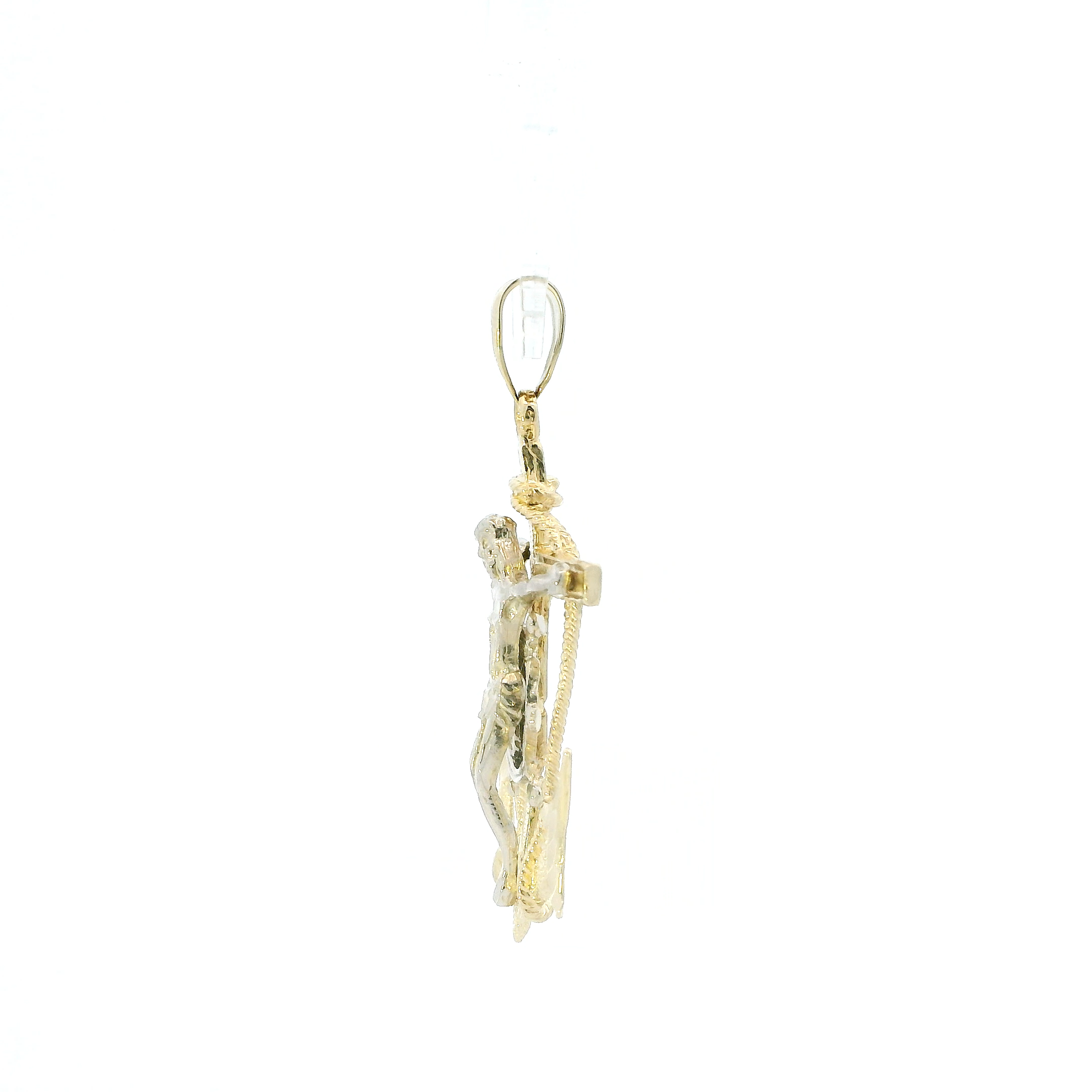 14K Yellow & White Gold Anchor Crucifix Pendant