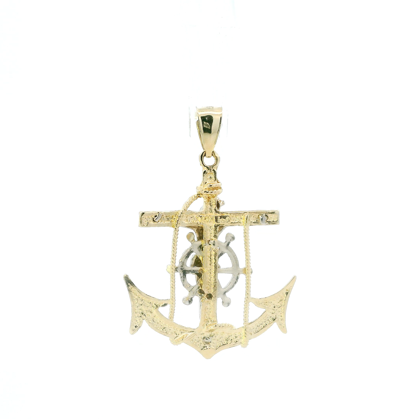 14K Yellow & White Gold Anchor Crucifix Pendant