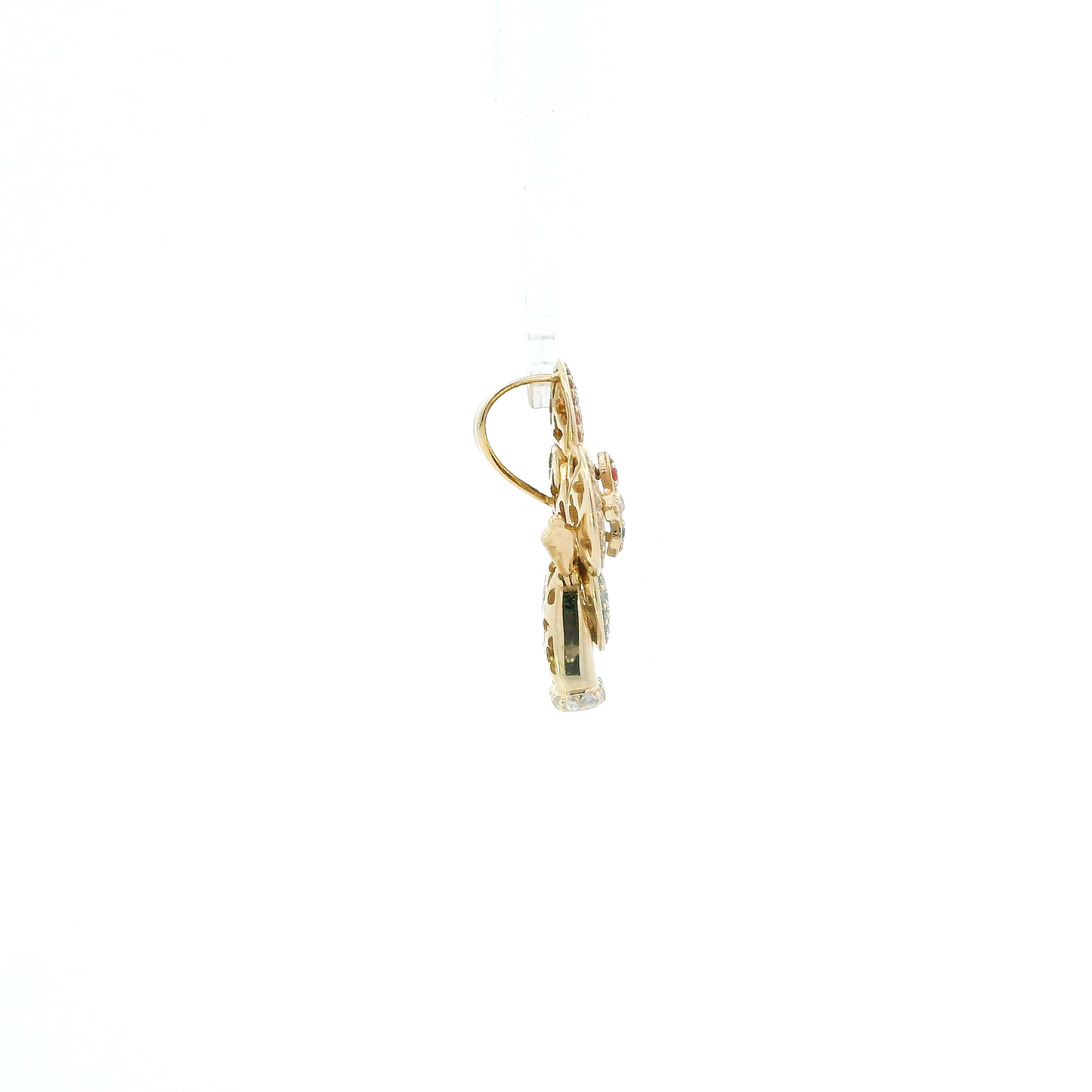 14K Yellow Gold "LV" Inspired Multi Colored Cz Pendant
