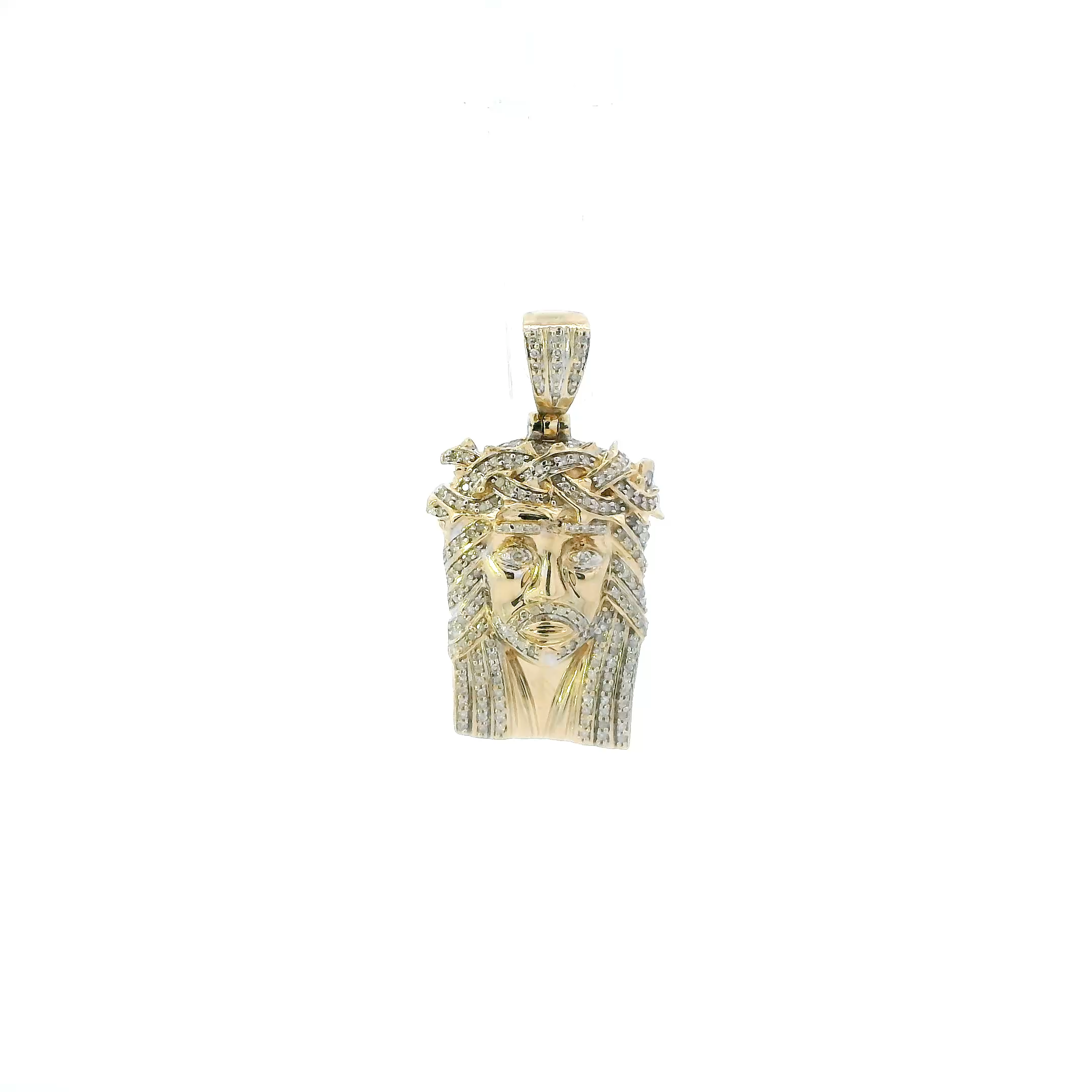 10K Yellow Gold Diamond Jesus Face Pendant - 0.23ct
