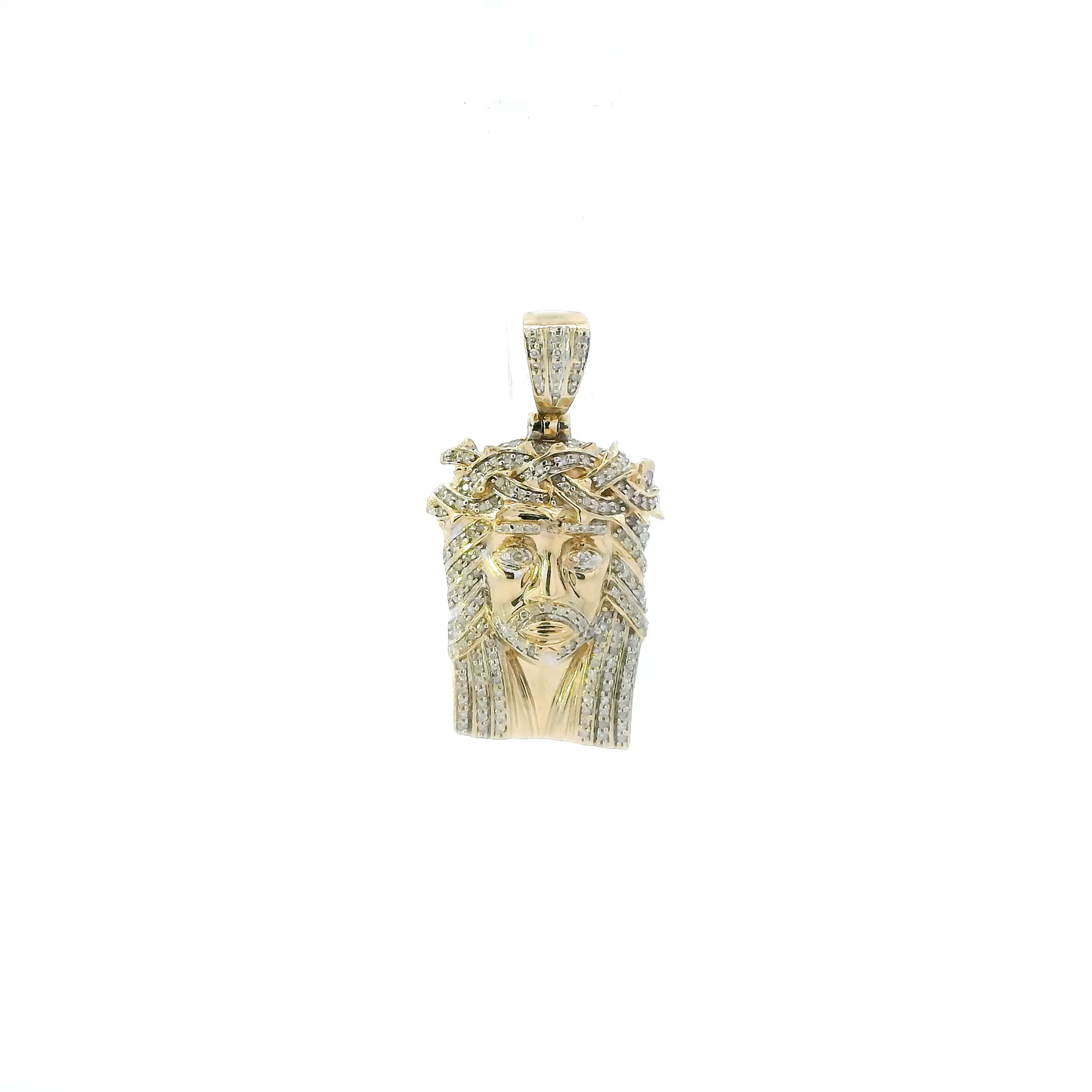 10K Yellow Gold Diamond Jesus Face Pendant - 0.23ct