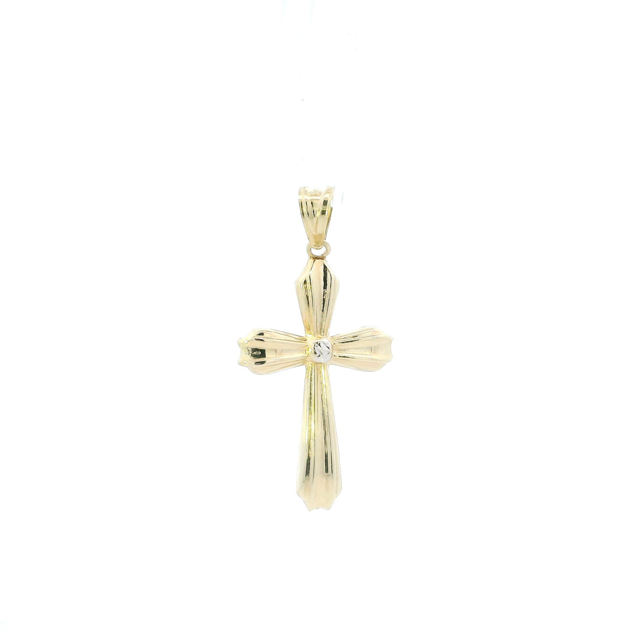 14K Yellow & White Gold Ridged Design Pendant