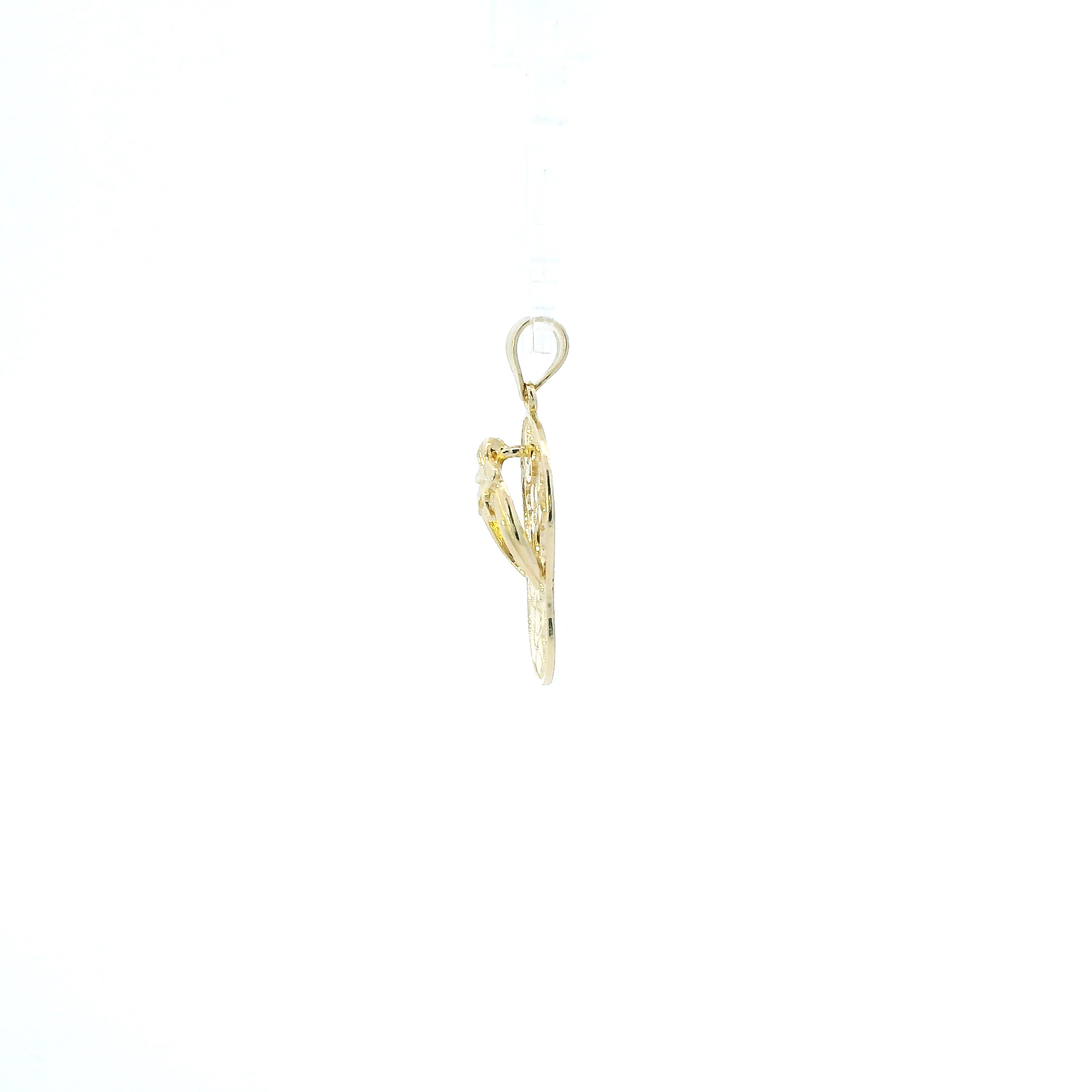 14K Yellow Gold Floral Flip Flop Pendant