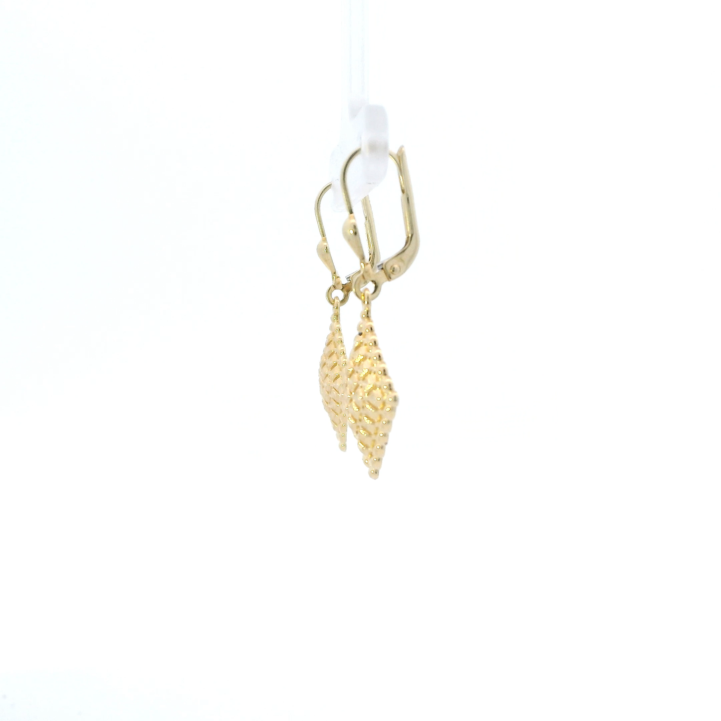 14K Yellow Gold Square Diamond Cut Dangle Earrings