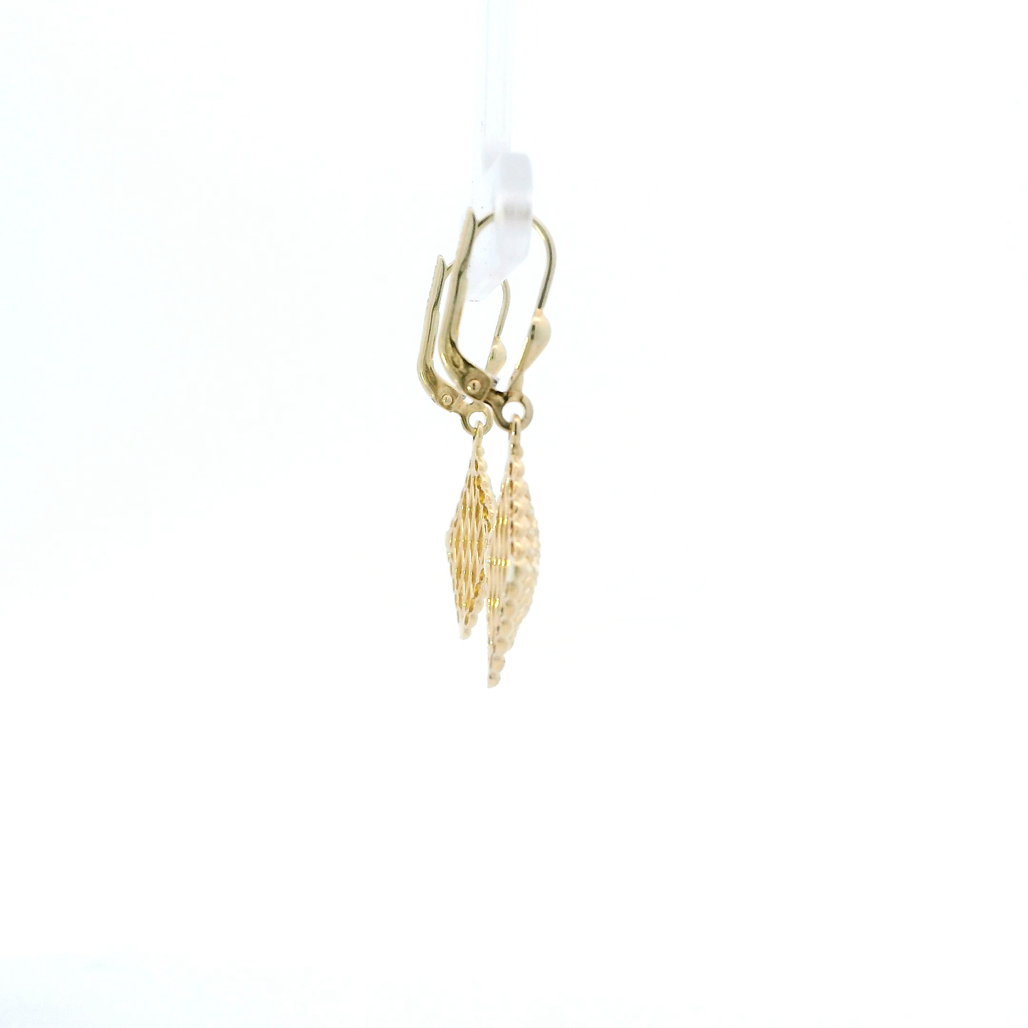 14K Yellow Gold Square Diamond Cut Dangle Earrings