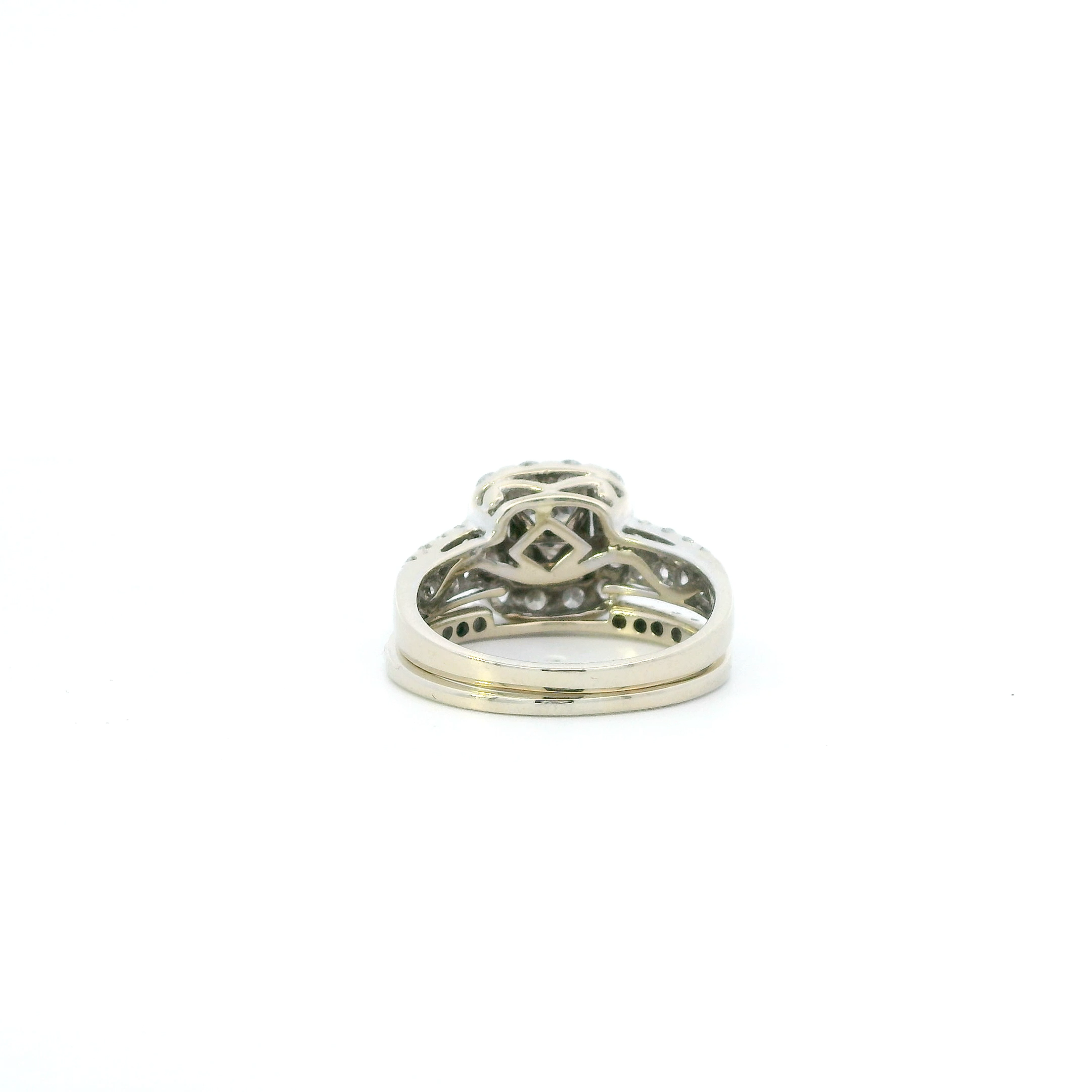 14K White Gold Diamond Womens Engagement & Wedding Ring Set - 1.74ct