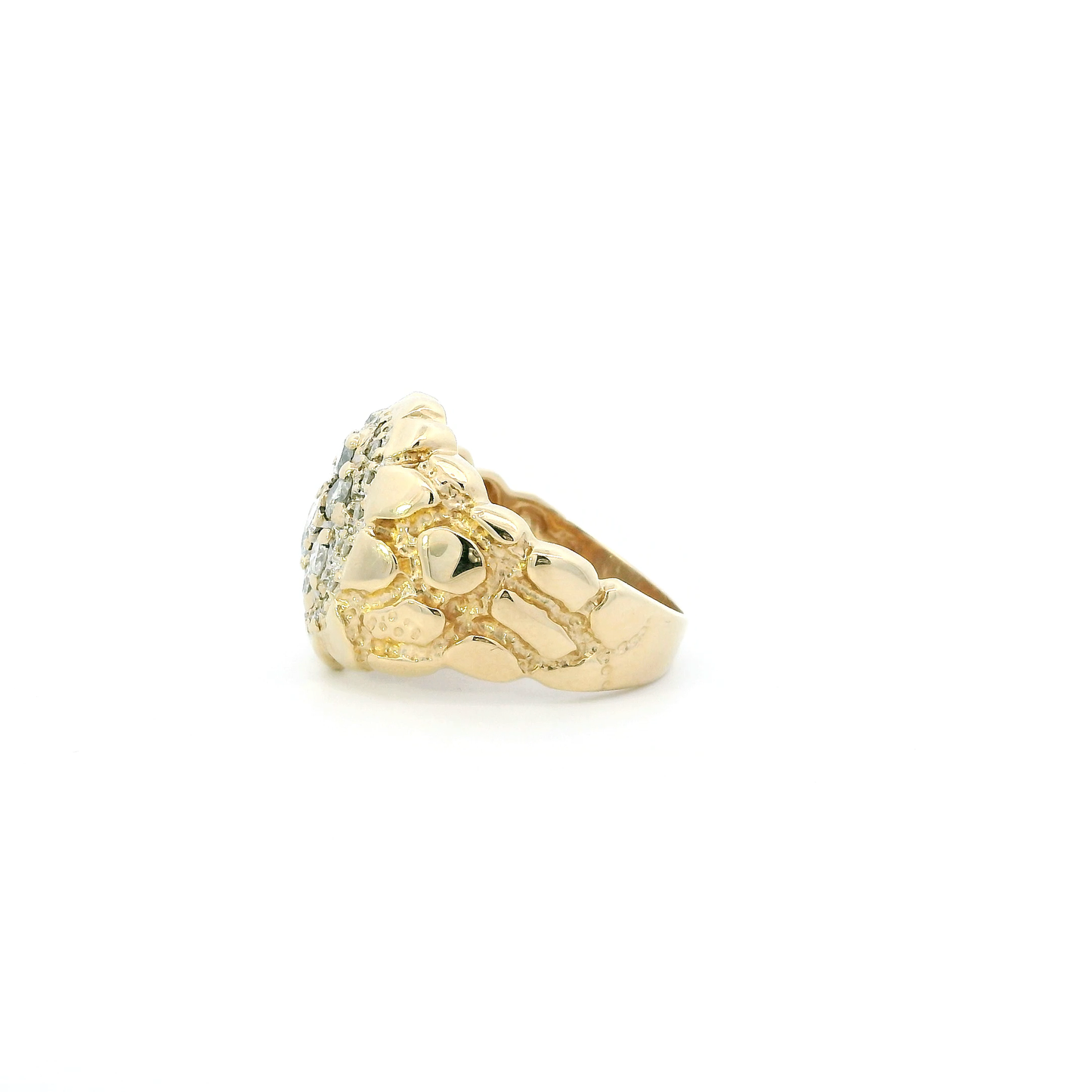 14K Yellow Gold Diamond Nugget Mens Ring - 1.05ct