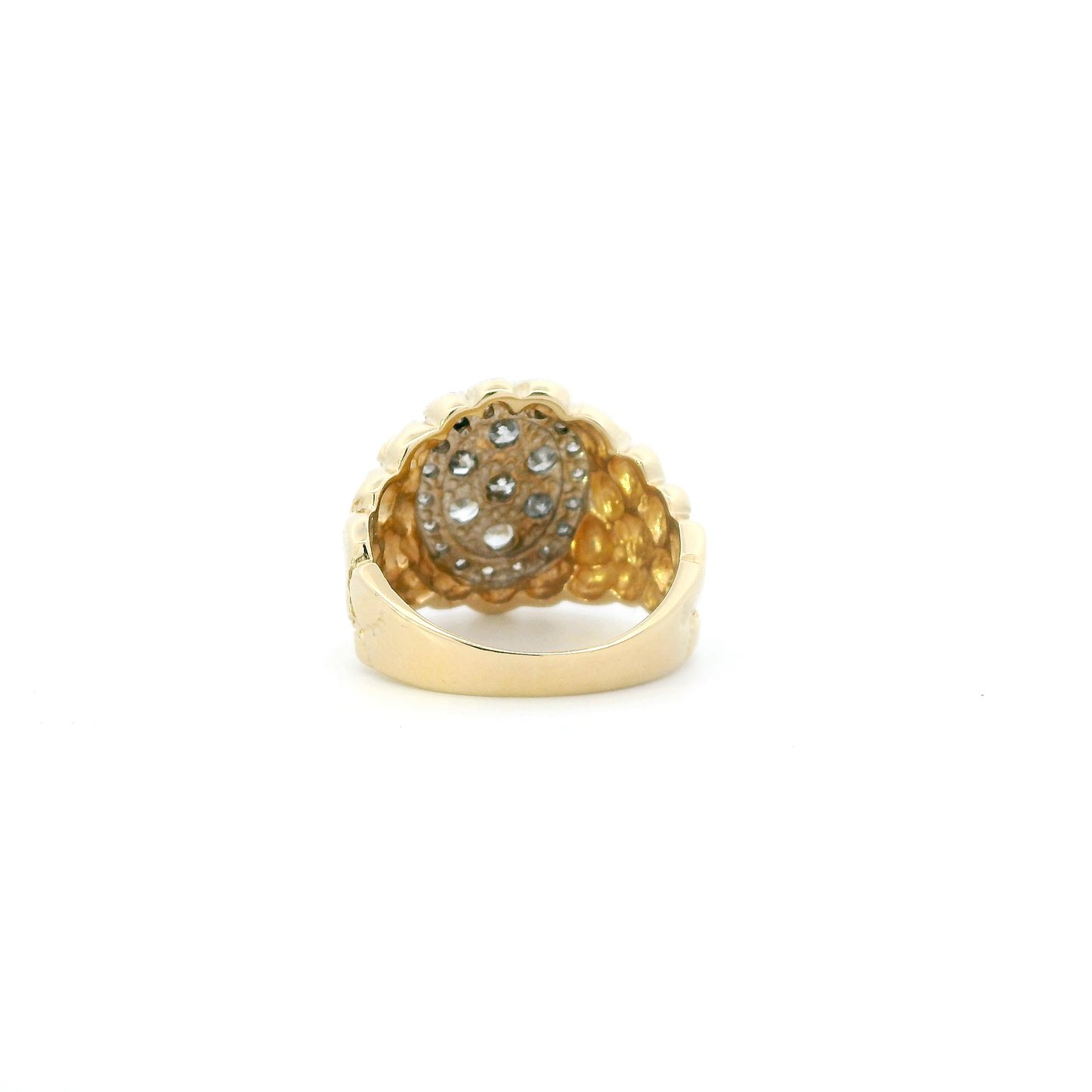 14K Yellow Gold Diamond Nugget Mens Ring - 1.05ct