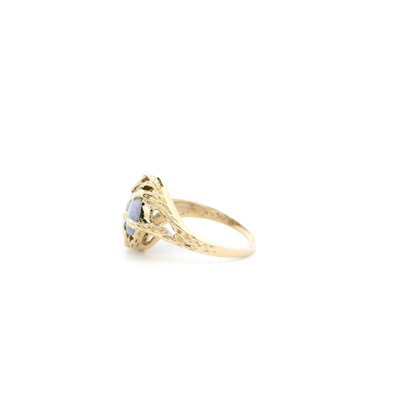 14K Yellow Gold Purple Jade Womens Ring