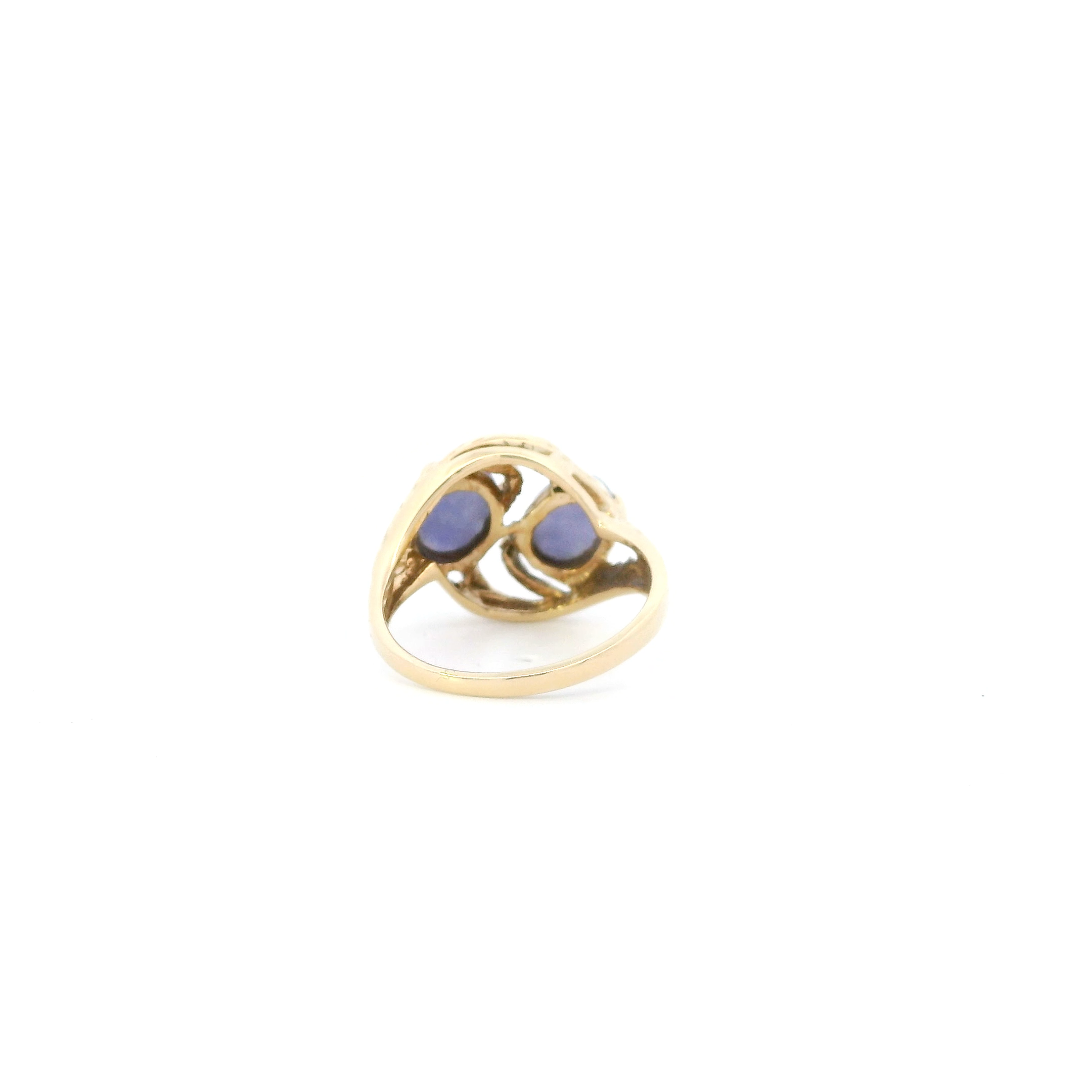 14K Yellow Gold Purple Jade Womens Ring