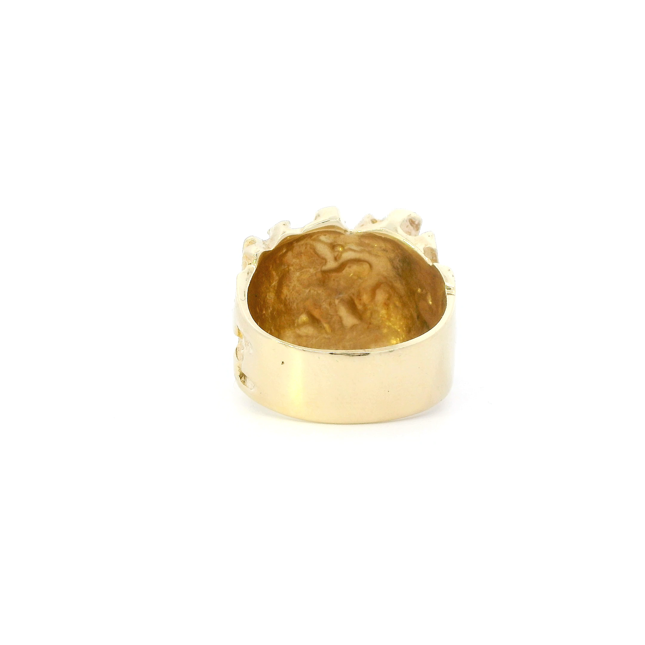 14K Yellow Gold Diamond & Onyx Nugget Mens Ring - 0.40ct