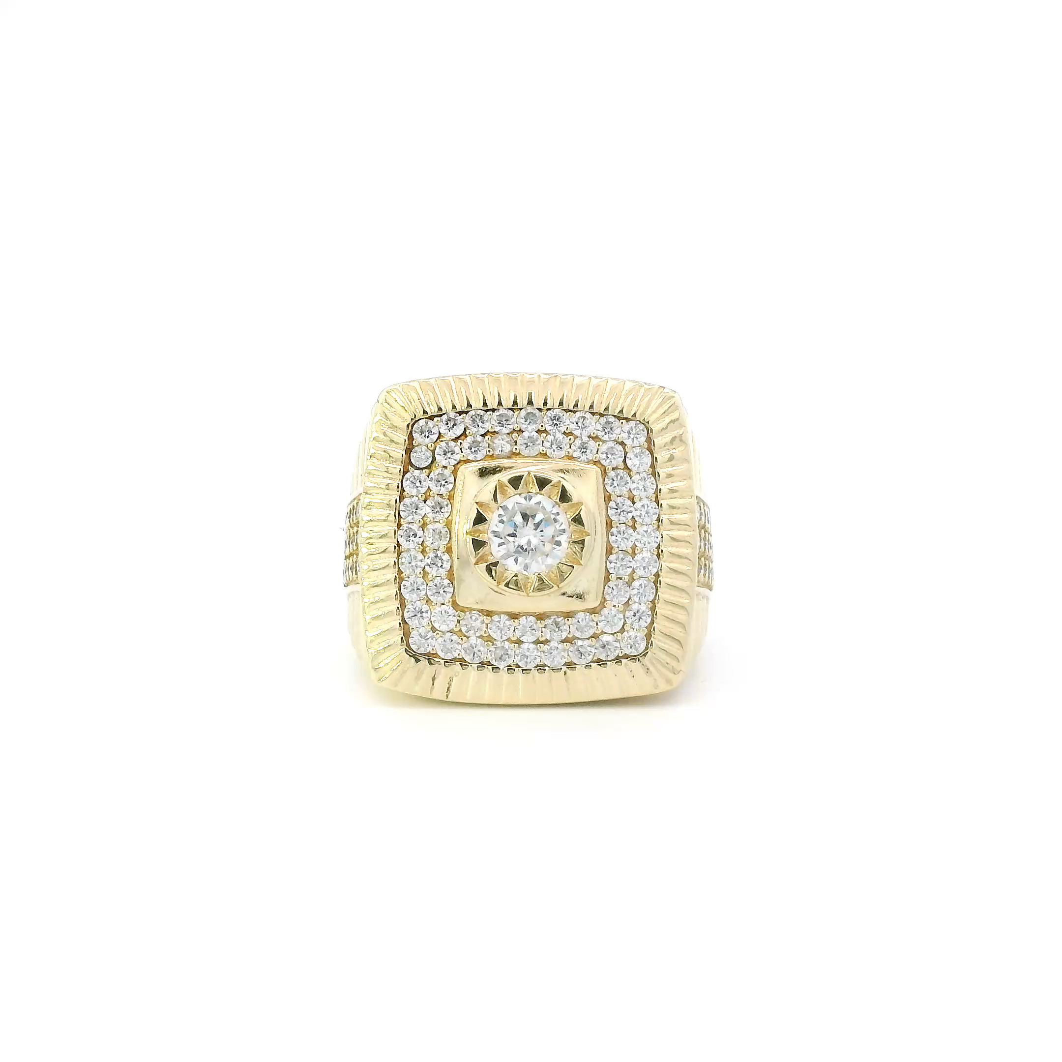 10K Yellow Gold Square Cz Rolex Ring