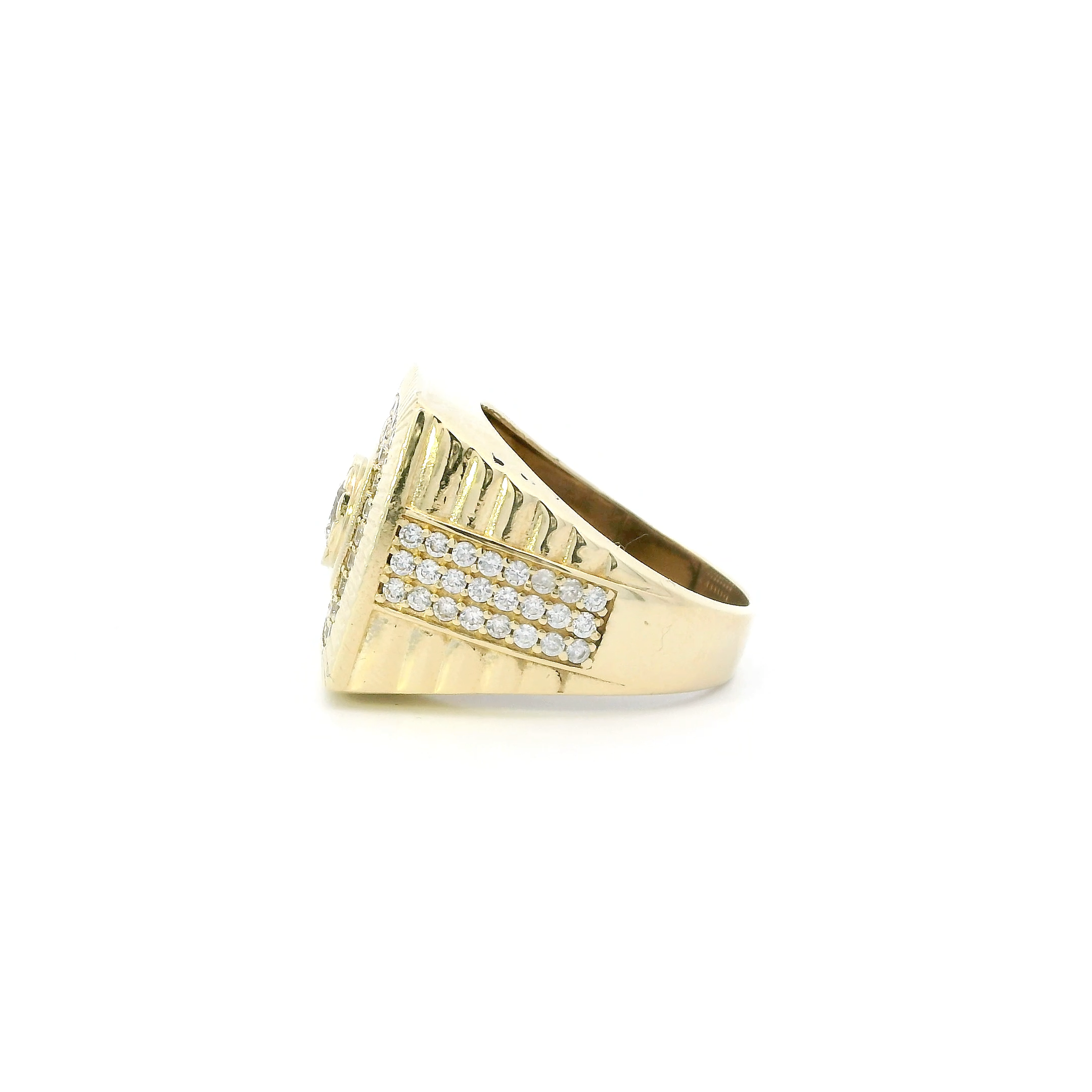 10K Yellow Gold Square Cz Rolex Ring