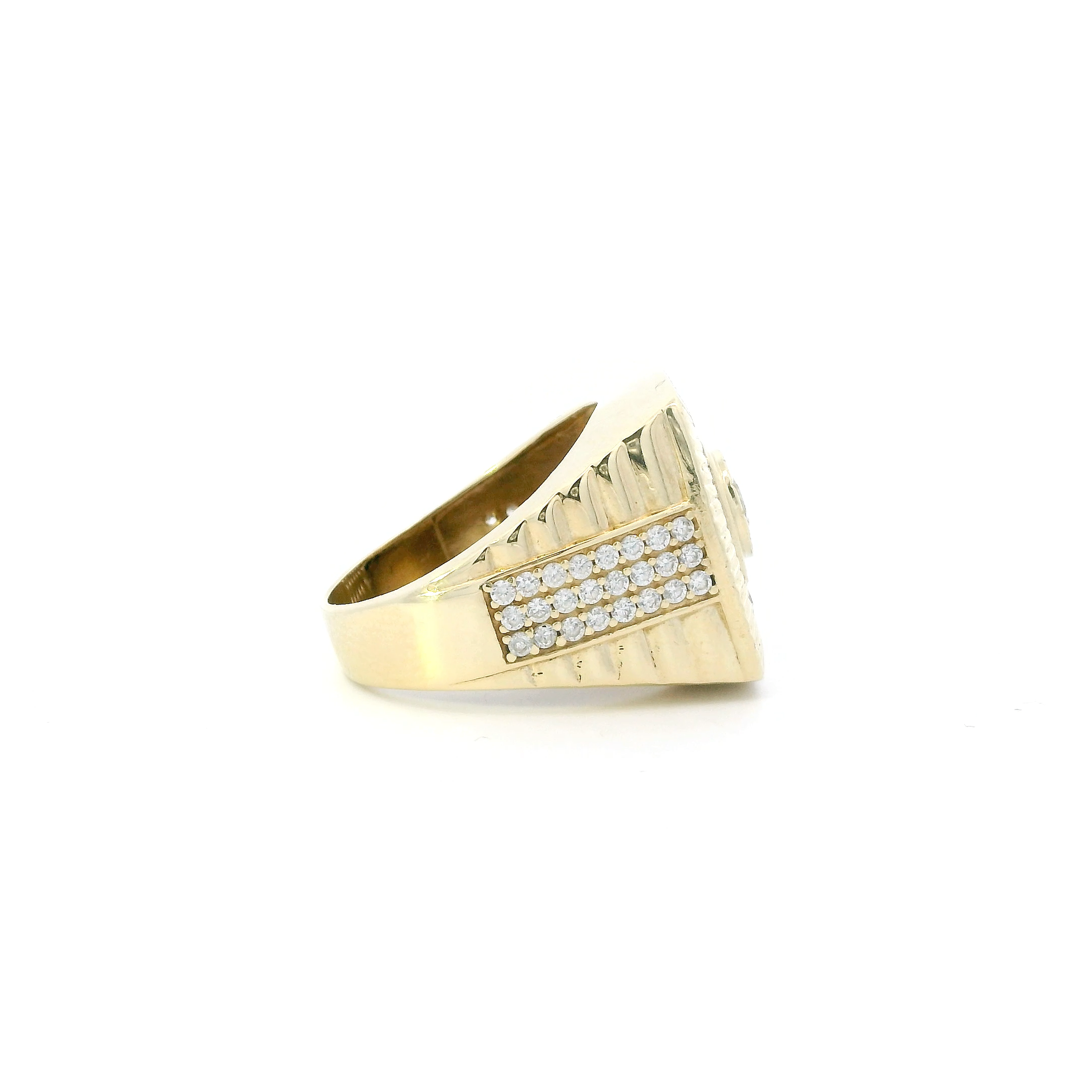 10K Yellow Gold Square Cz Rolex Ring