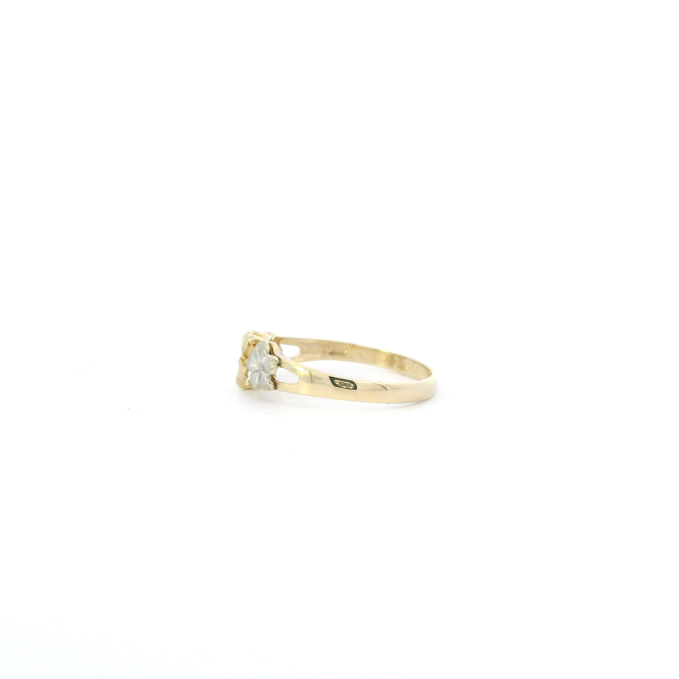 14K Tri Color Plumeria Flower Womens Ring