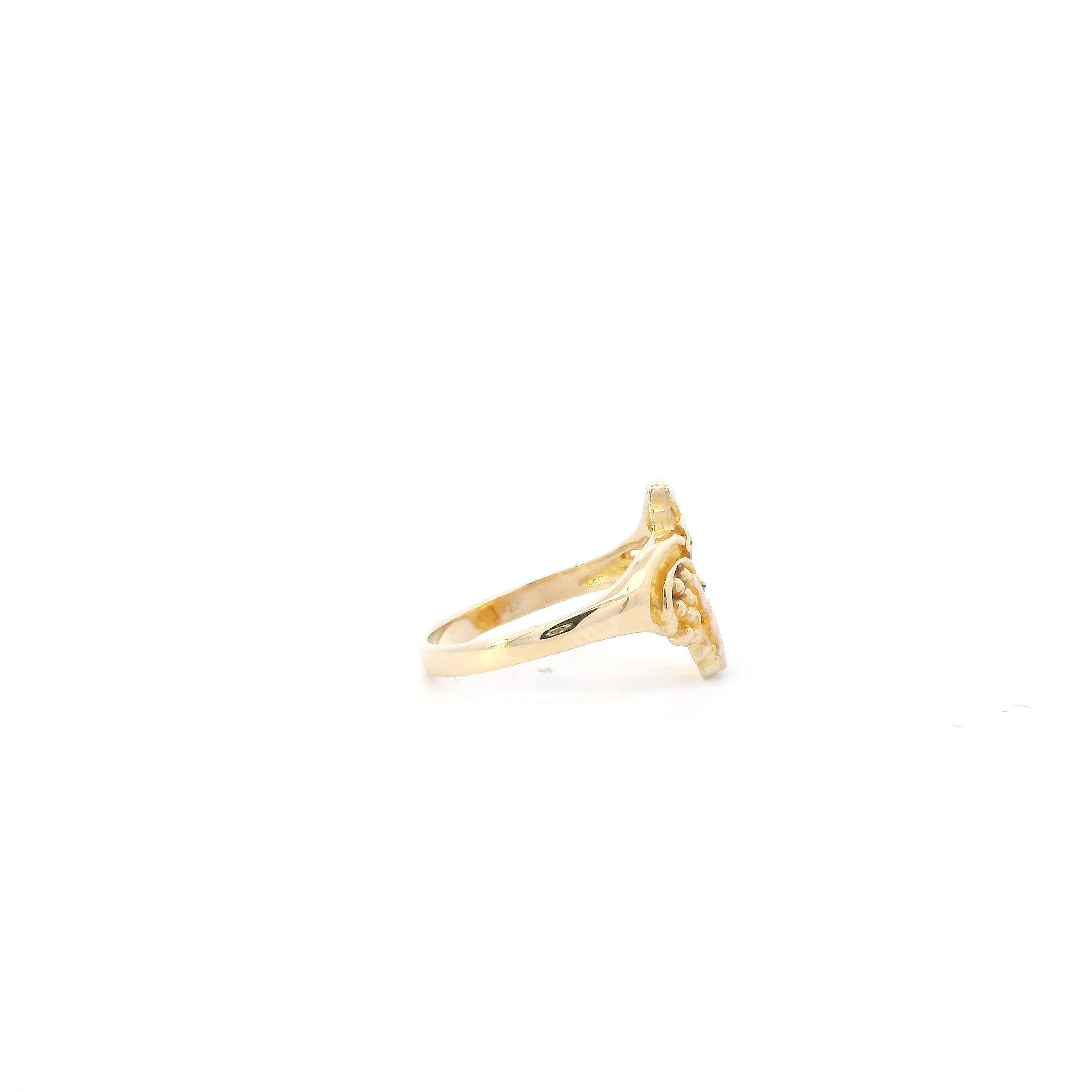 10K Yellow Gold Black Hills Gold Leaf Womens Ring