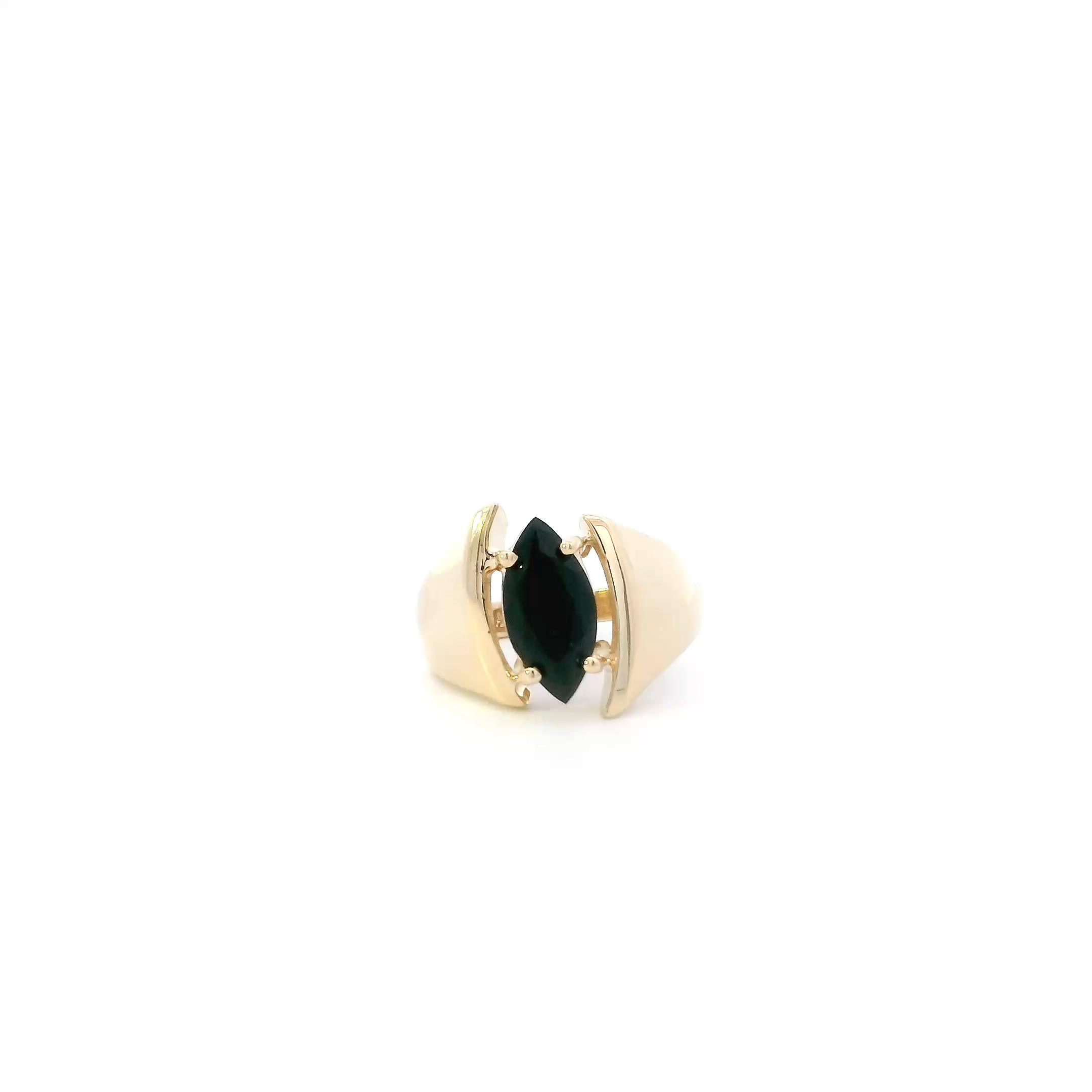 14K Yellow Gold Black Onyx Womens Ring