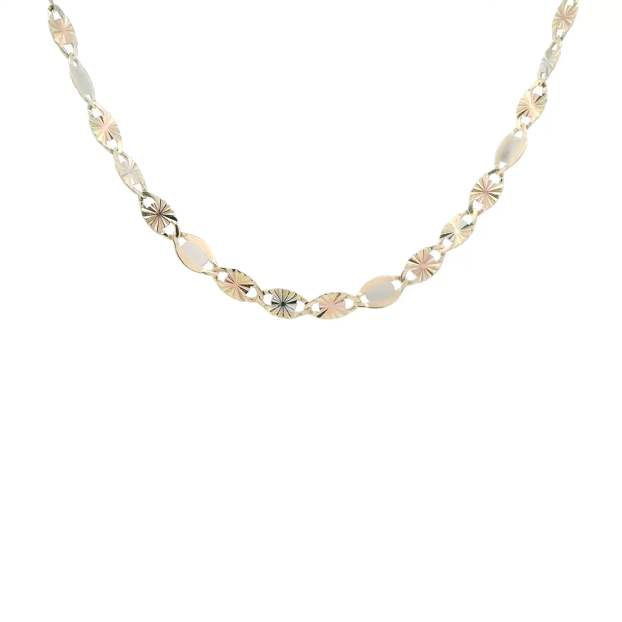 14K Tri Color Gold 18.5' Diamond Cut Valentino Chain