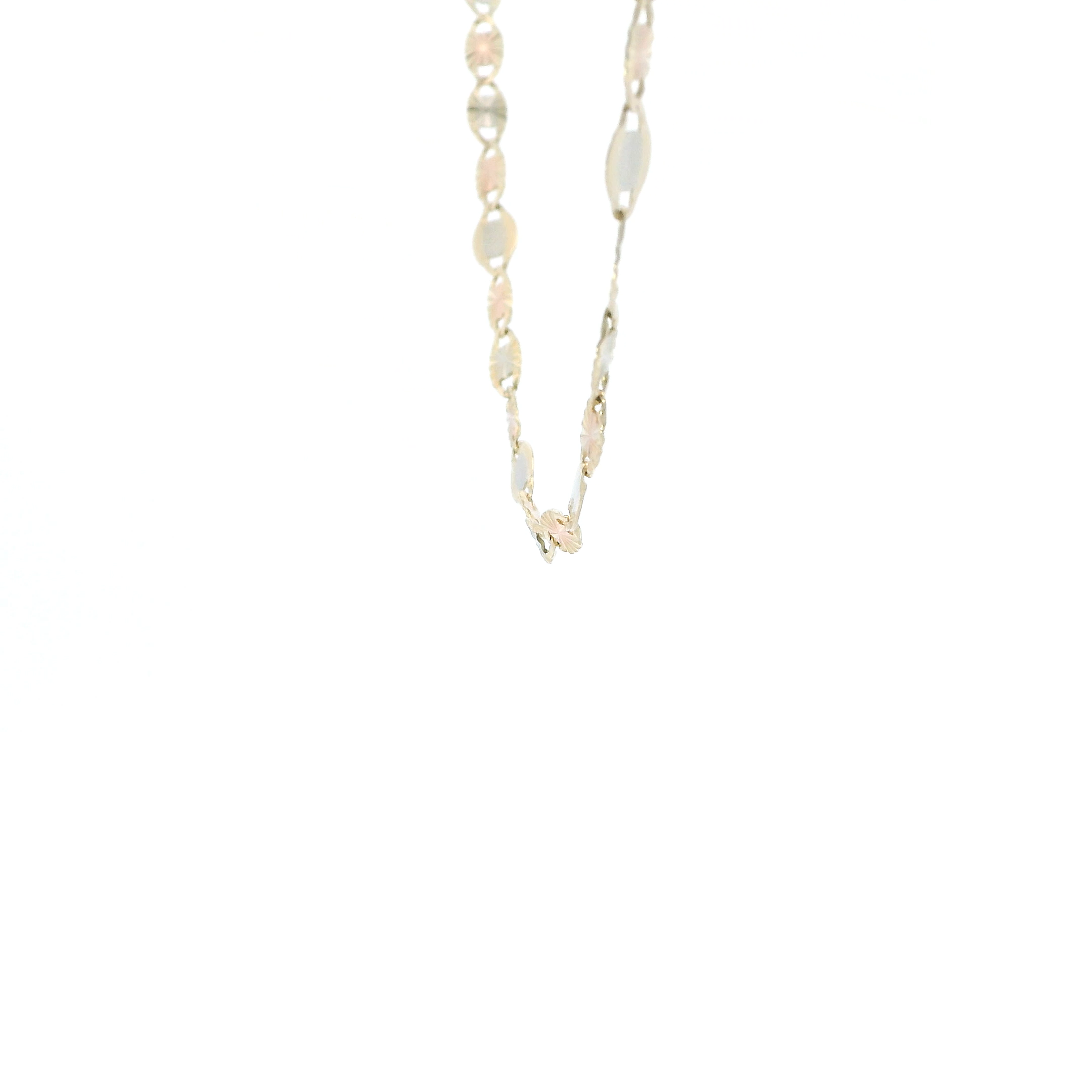 14K Tri Color Gold 18.5' Diamond Cut Valentino Chain