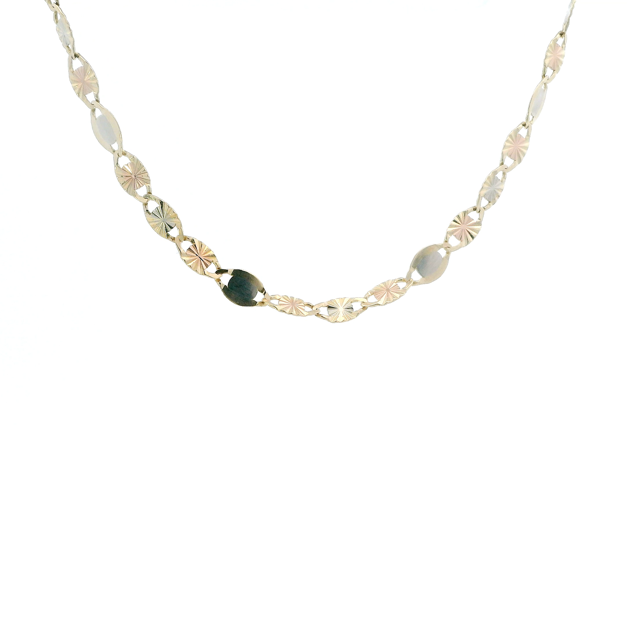 14K Tri Color Gold 18.5' Diamond Cut Valentino Chain