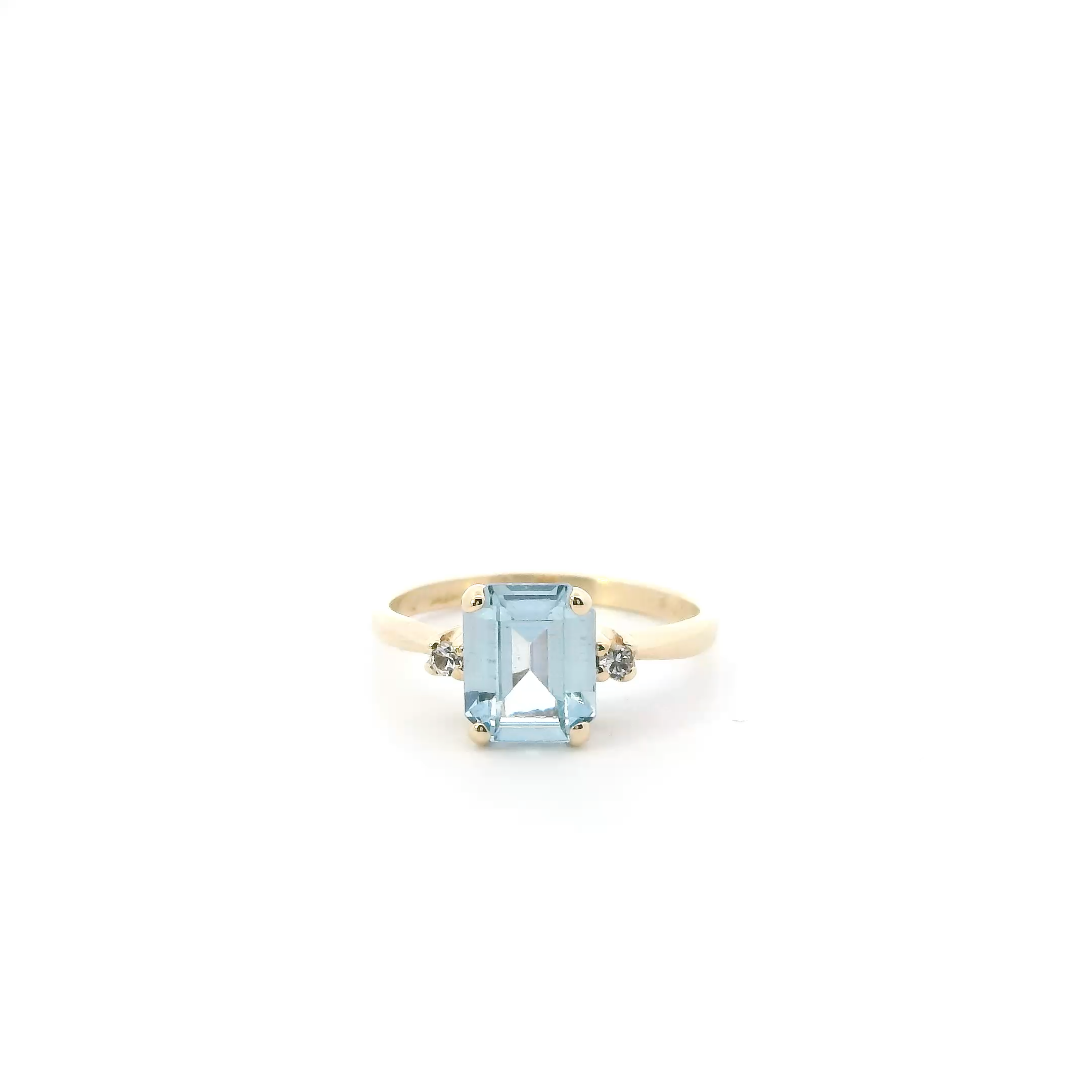 10K Yellow Gold Blue Topaz Womens Ring