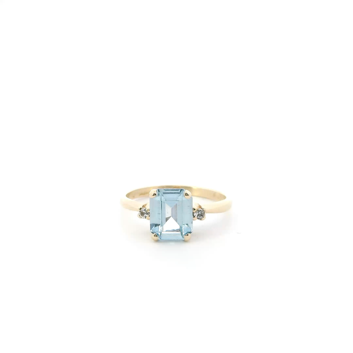 10K Yellow Gold Blue Topaz Womens Ring
