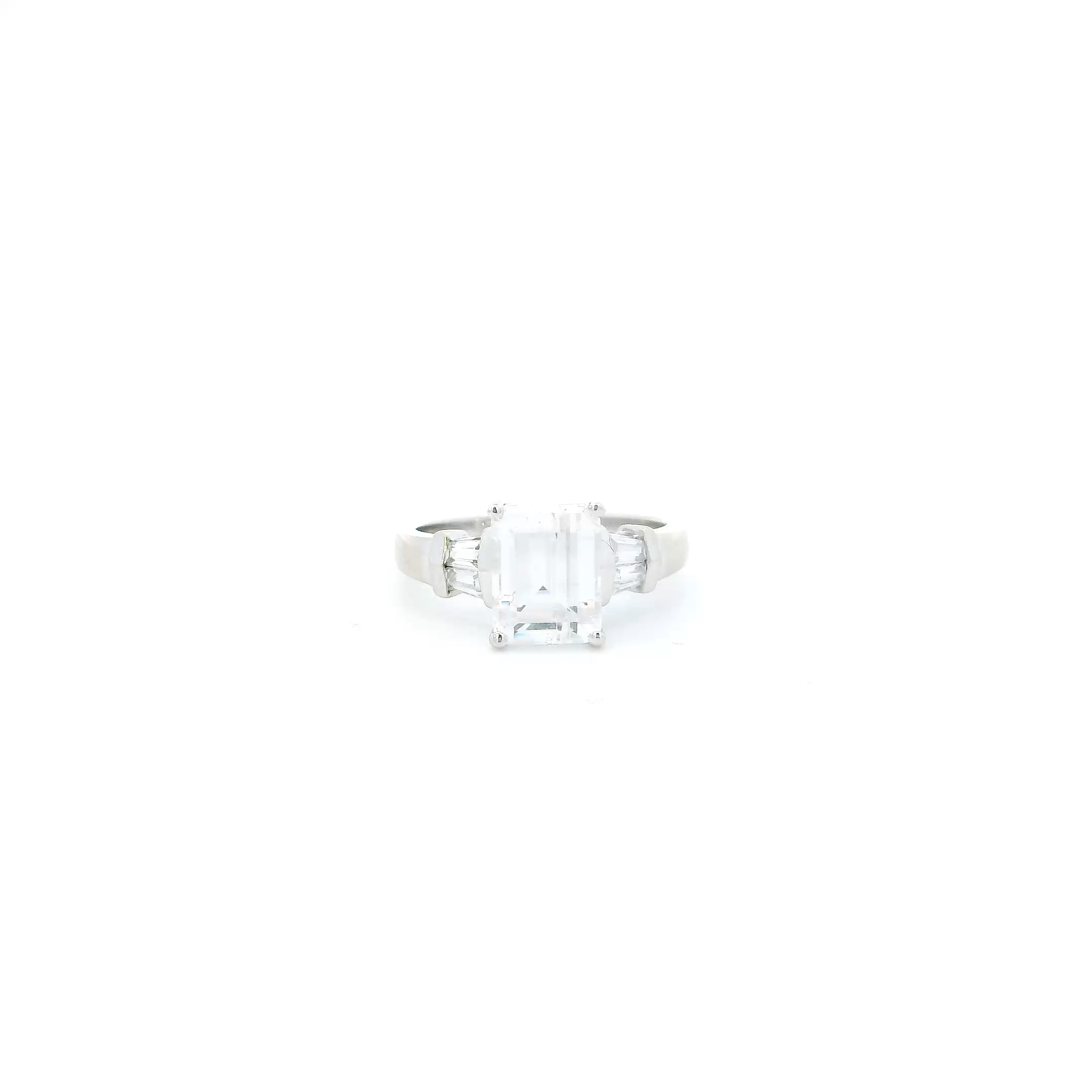 14K White Gold Cz Womens Ring