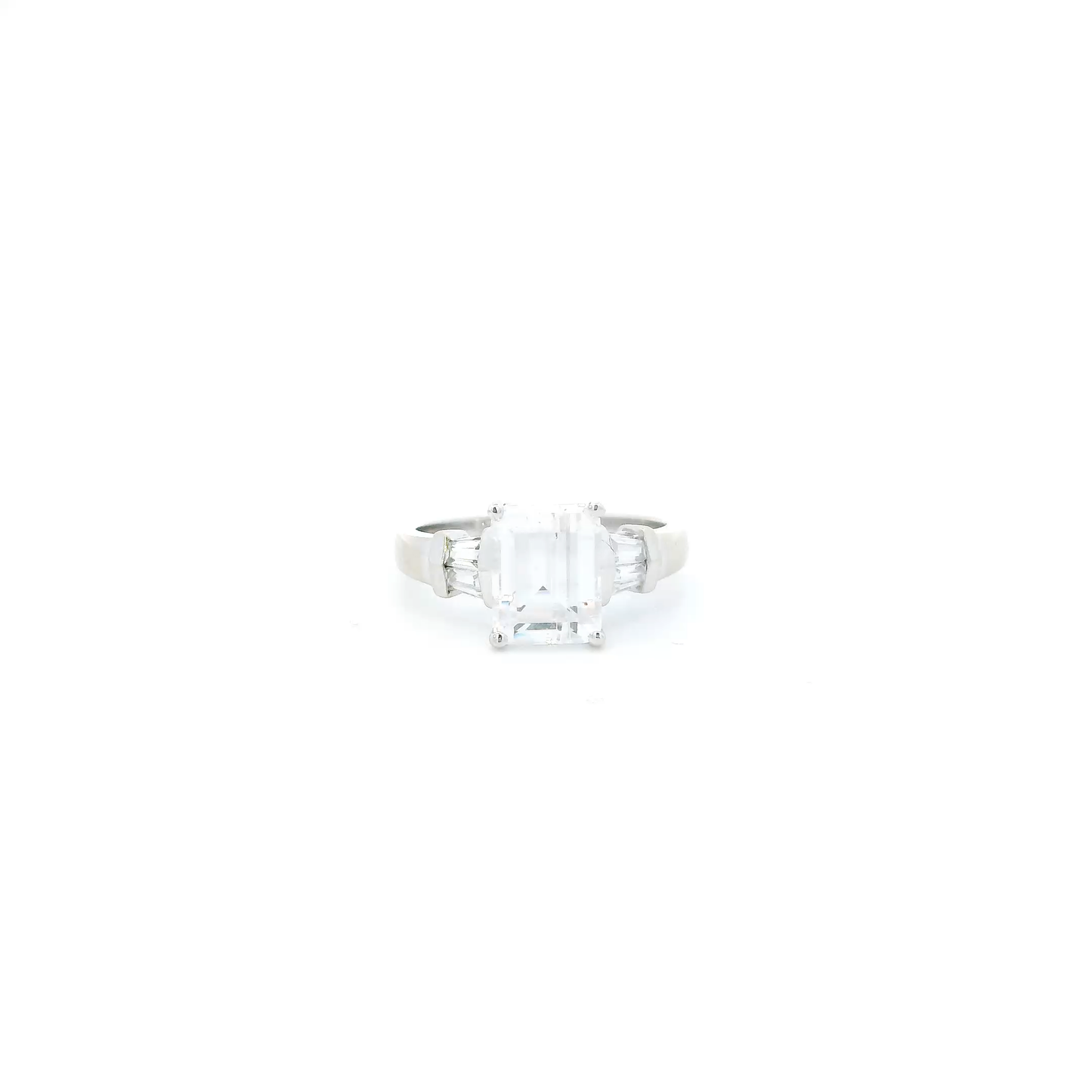 14K White Gold Cz Womens Ring