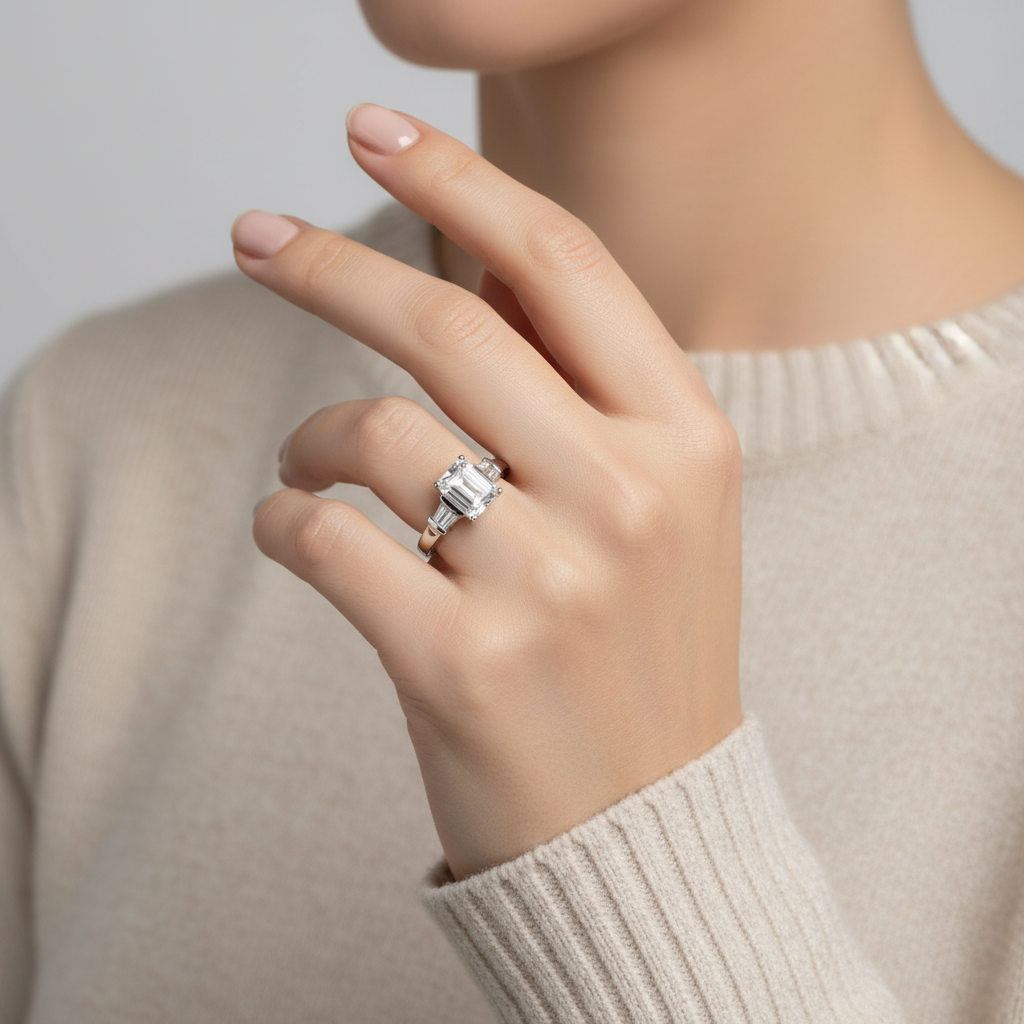 14K White Gold Cz Womens Ring