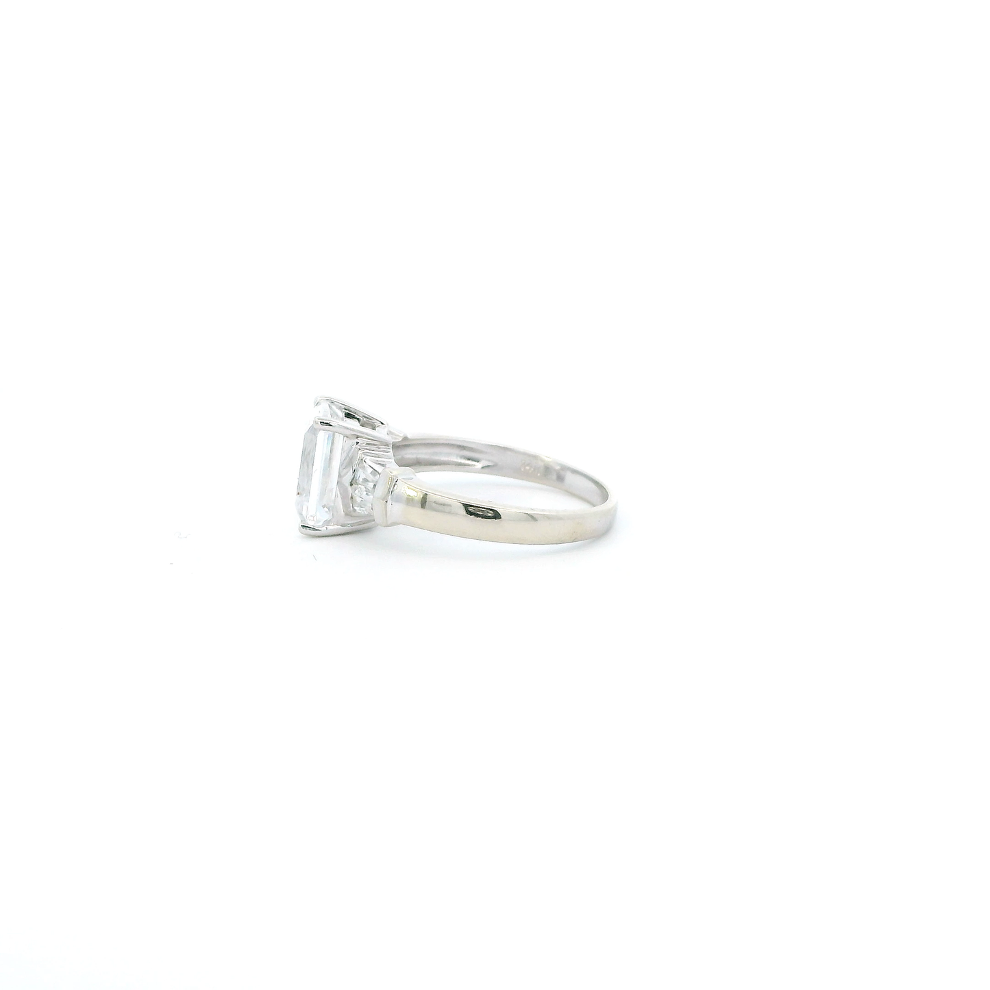 14K White Gold Cz Womens Ring