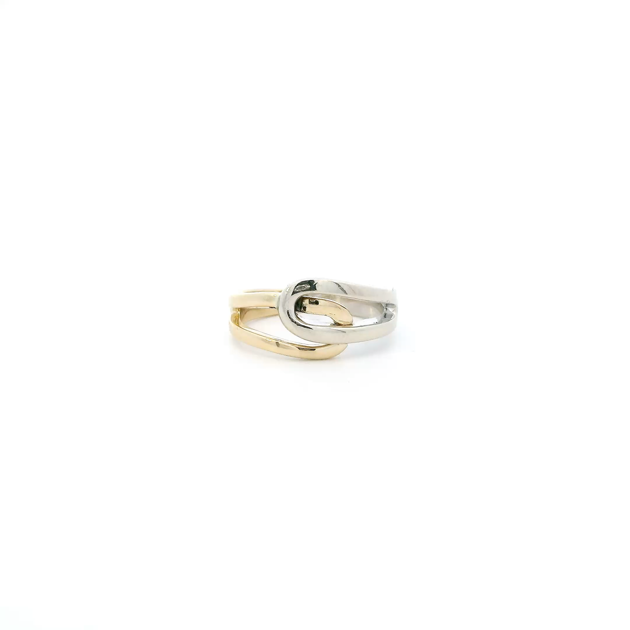 14K Yellow & White Gold Interlocking Womens Ring