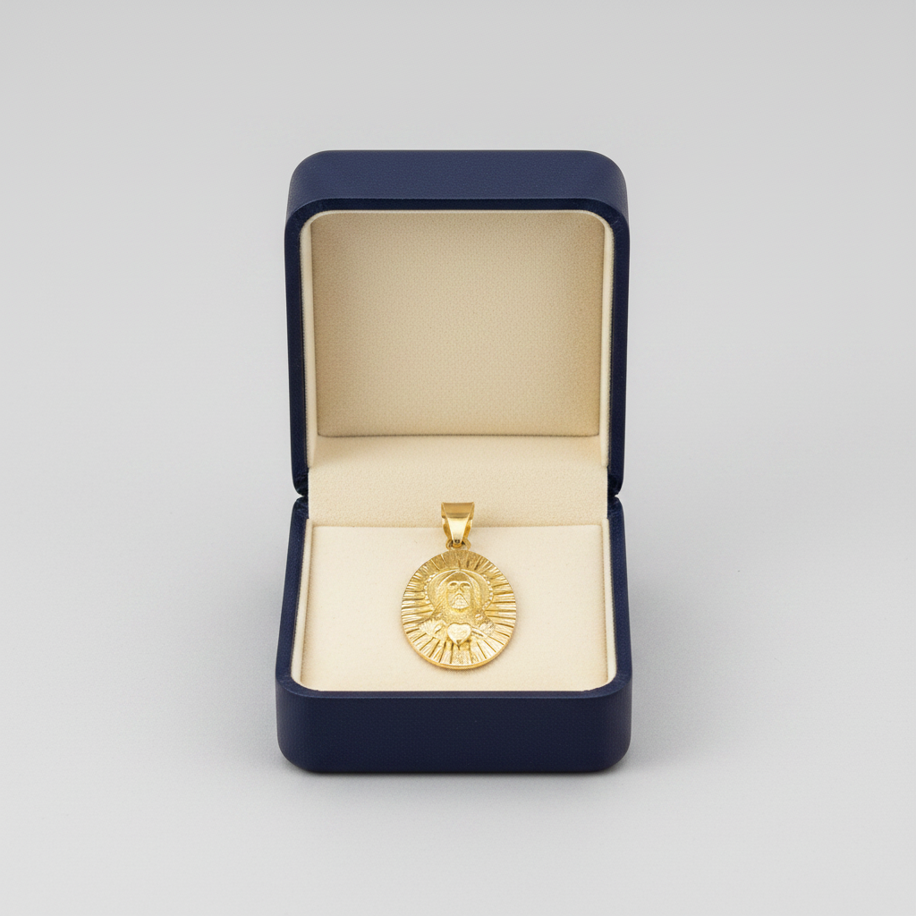 14K Yellow Gold Oval Double Sided Religious Pendant