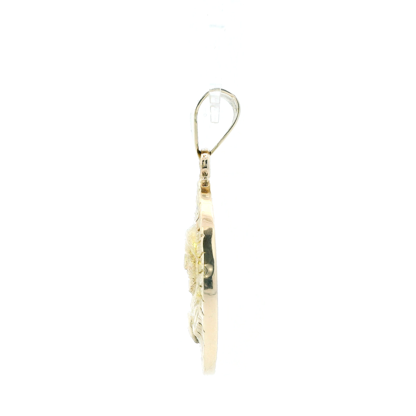 14K Yellow Gold Oval Double Sided Religious Pendant