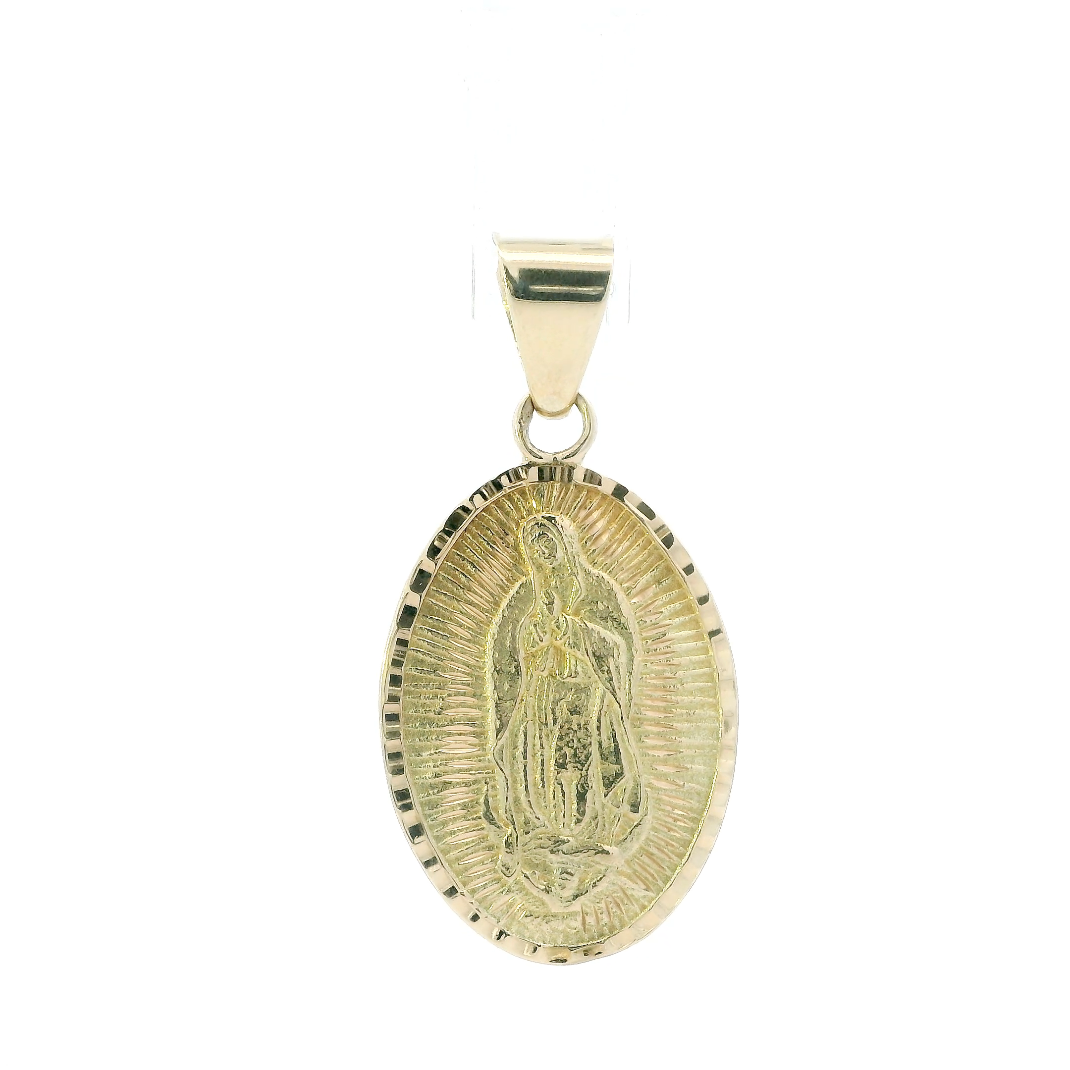14K Yellow Gold Oval Double Sided Religious Pendant