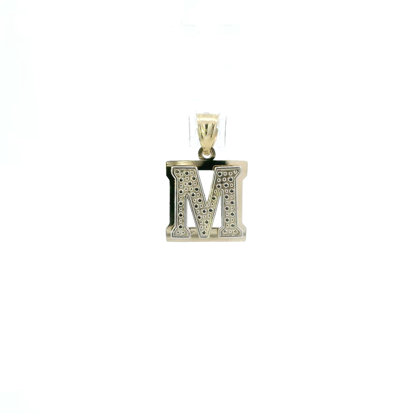 10K Yellow & White Gold Diamond Cut Letter "M" Pendant