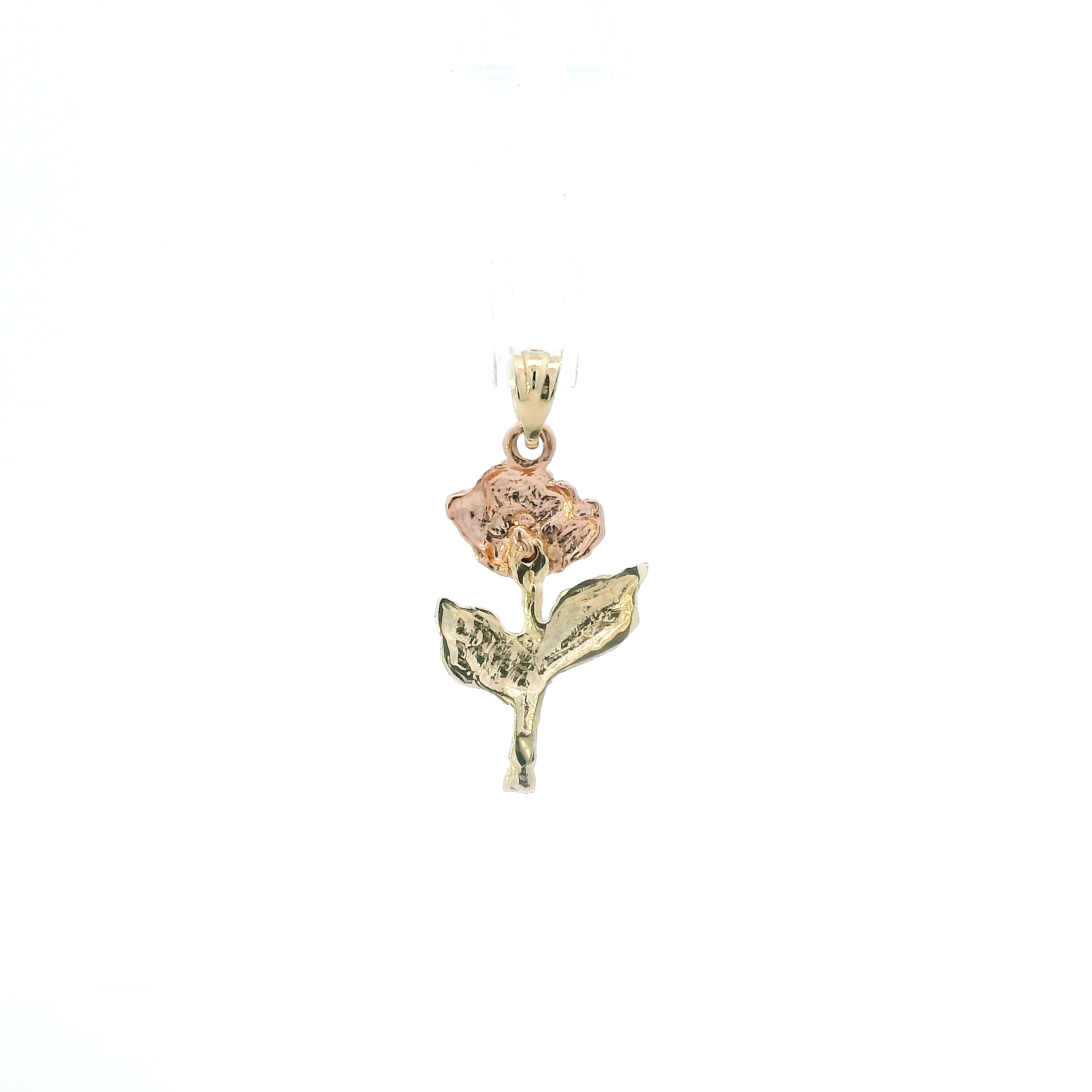 14K Yellow & Rose Gold Diamond Cut Rose Pendant