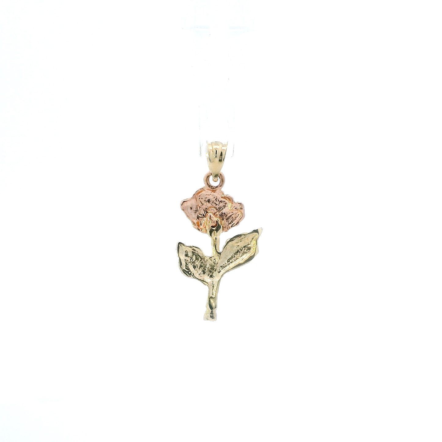 14K Yellow & Rose Gold Diamond Cut Rose Pendant