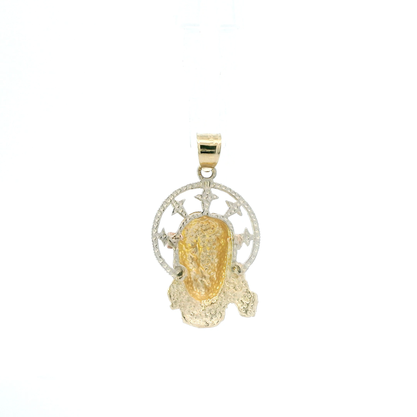 14K Tri Color Gold Diamond Cut Jesus Head Pendant