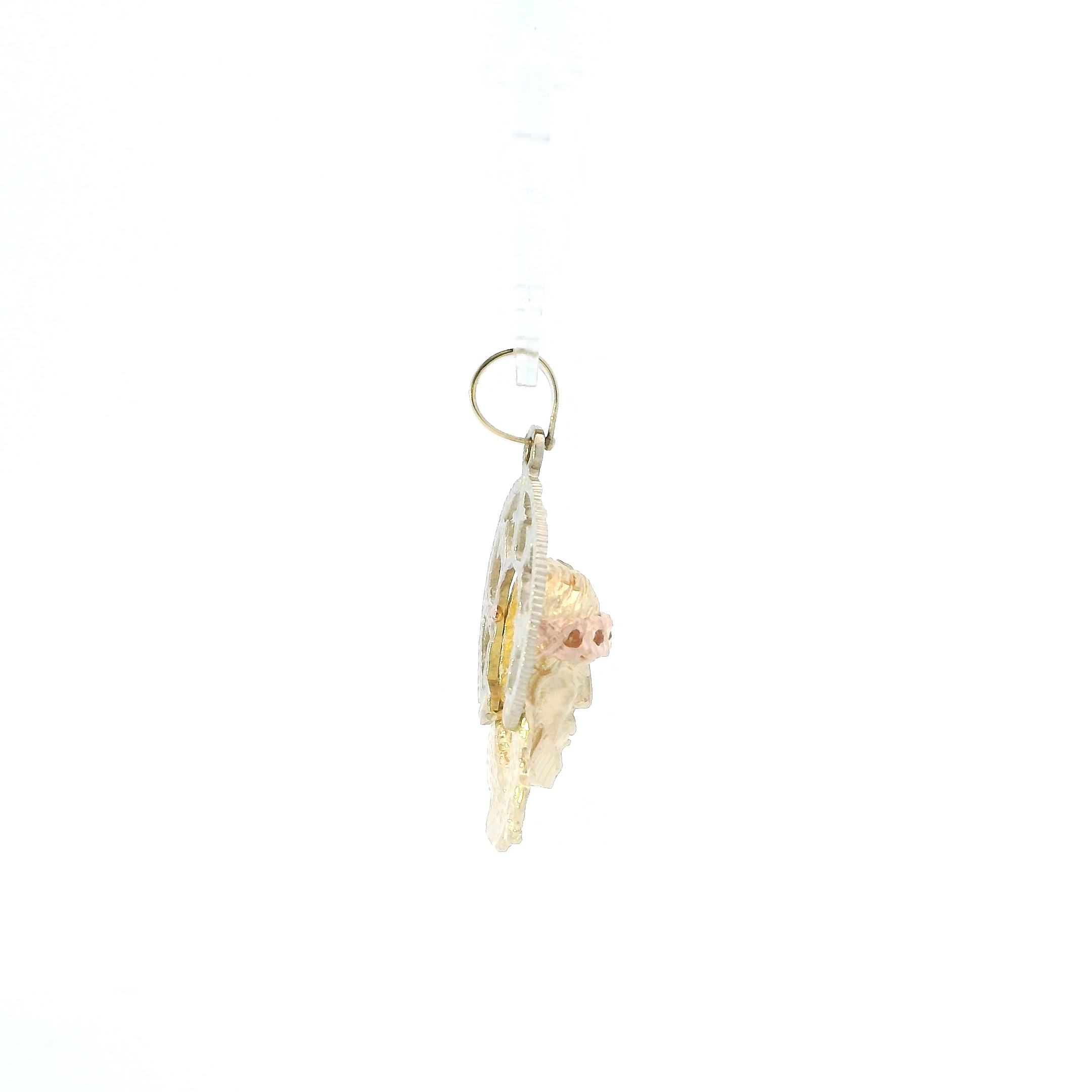 14K Tri Color Gold Diamond Cut Jesus Head Pendant