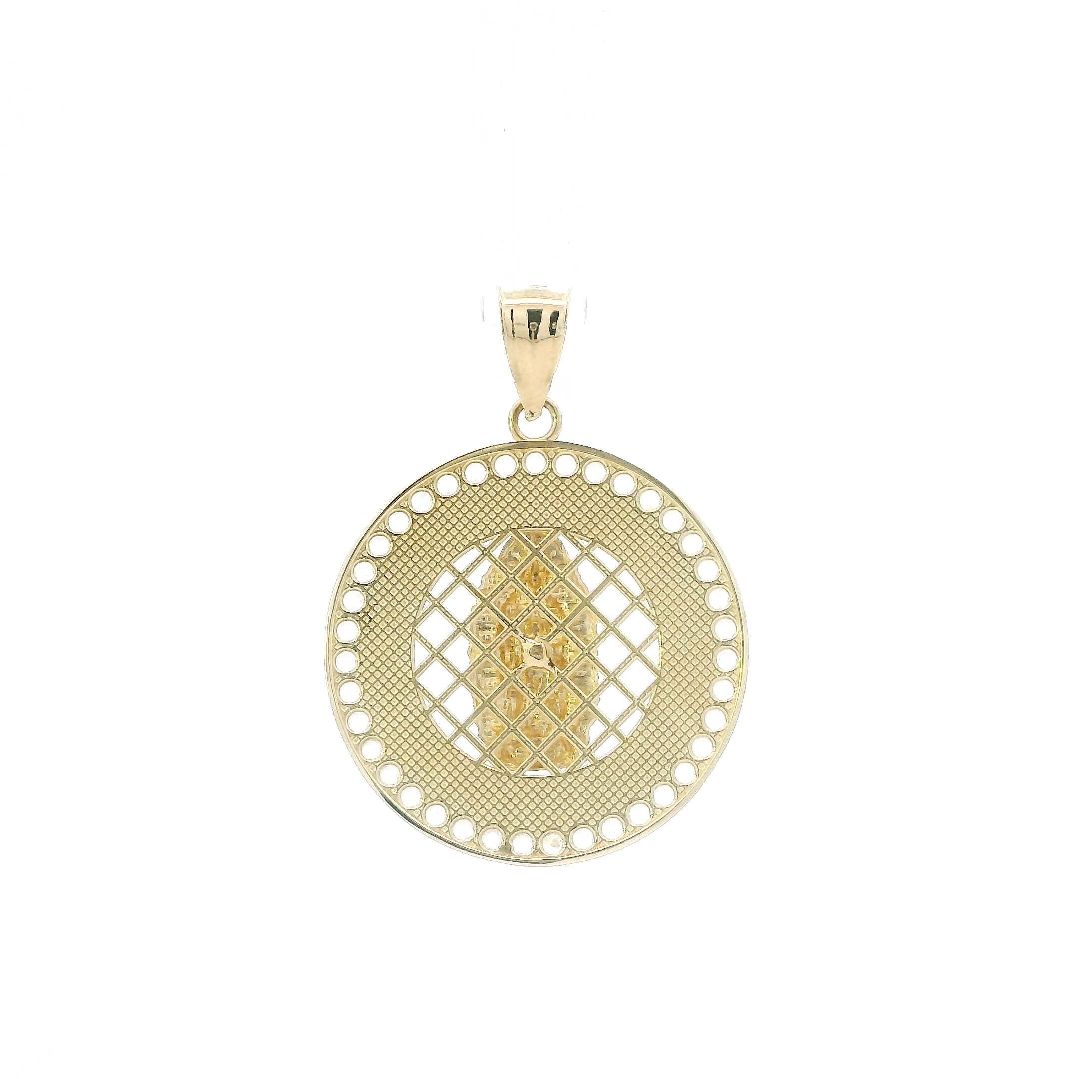 14K Yellow & White Gold Greek Design Virgin Mary Pendant