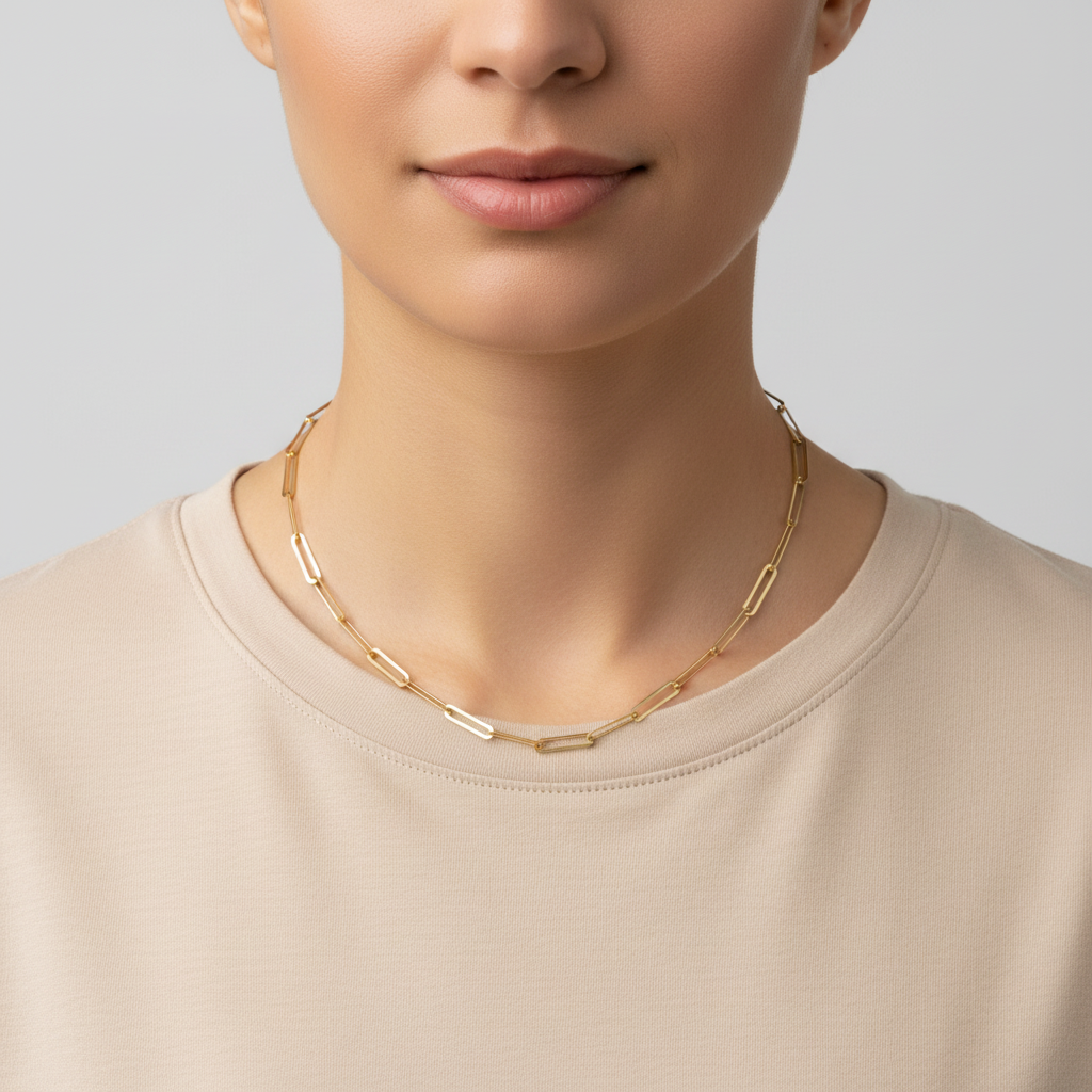14K Yellow Gold 21" Paperclip Chain
