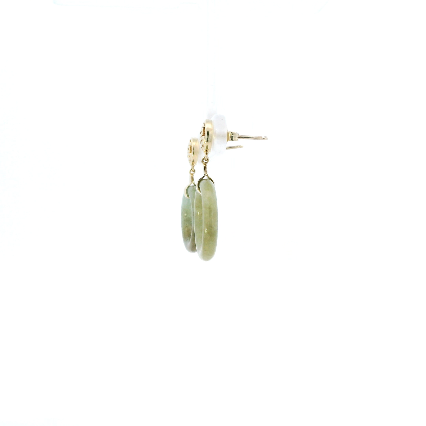 10K Yellow Gold "Good Fortune" Jade Dangle Earrings