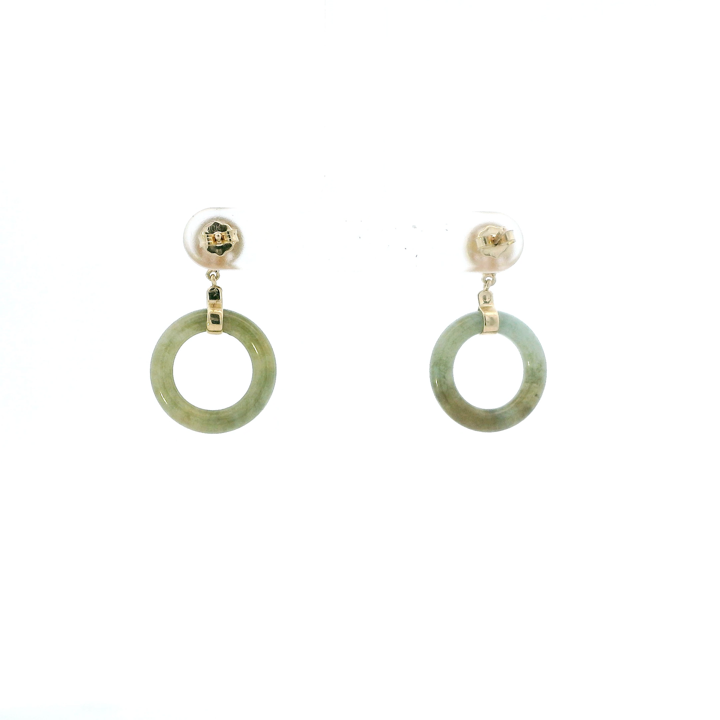10K Yellow Gold "Good Fortune" Jade Dangle Earrings