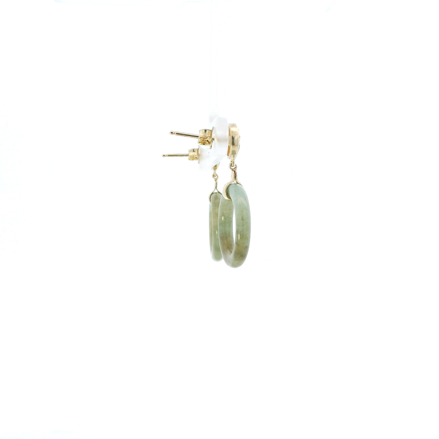 10K Yellow Gold "Good Fortune" Jade Dangle Earrings
