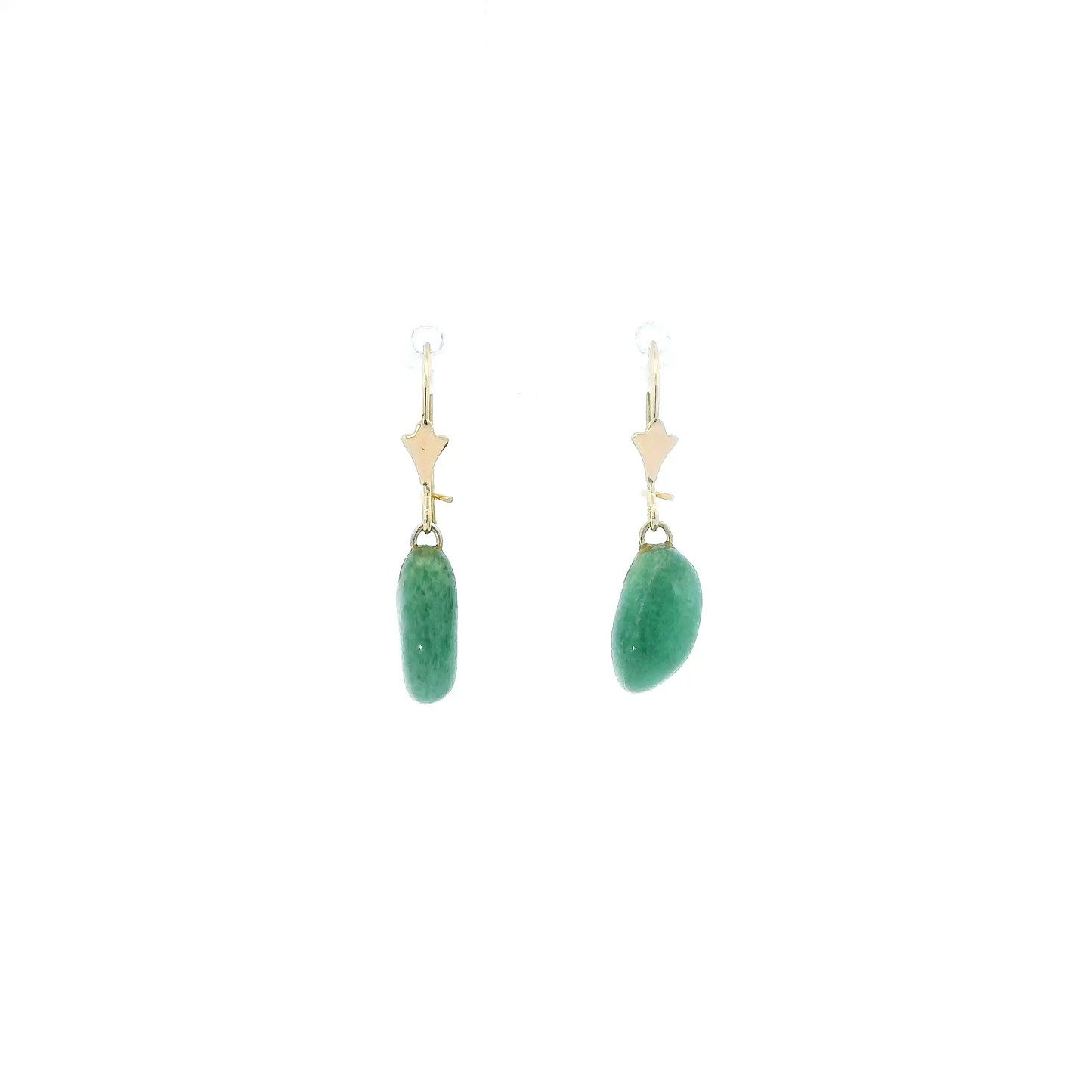 14K Yellow Gold Jade Dangle Earrings